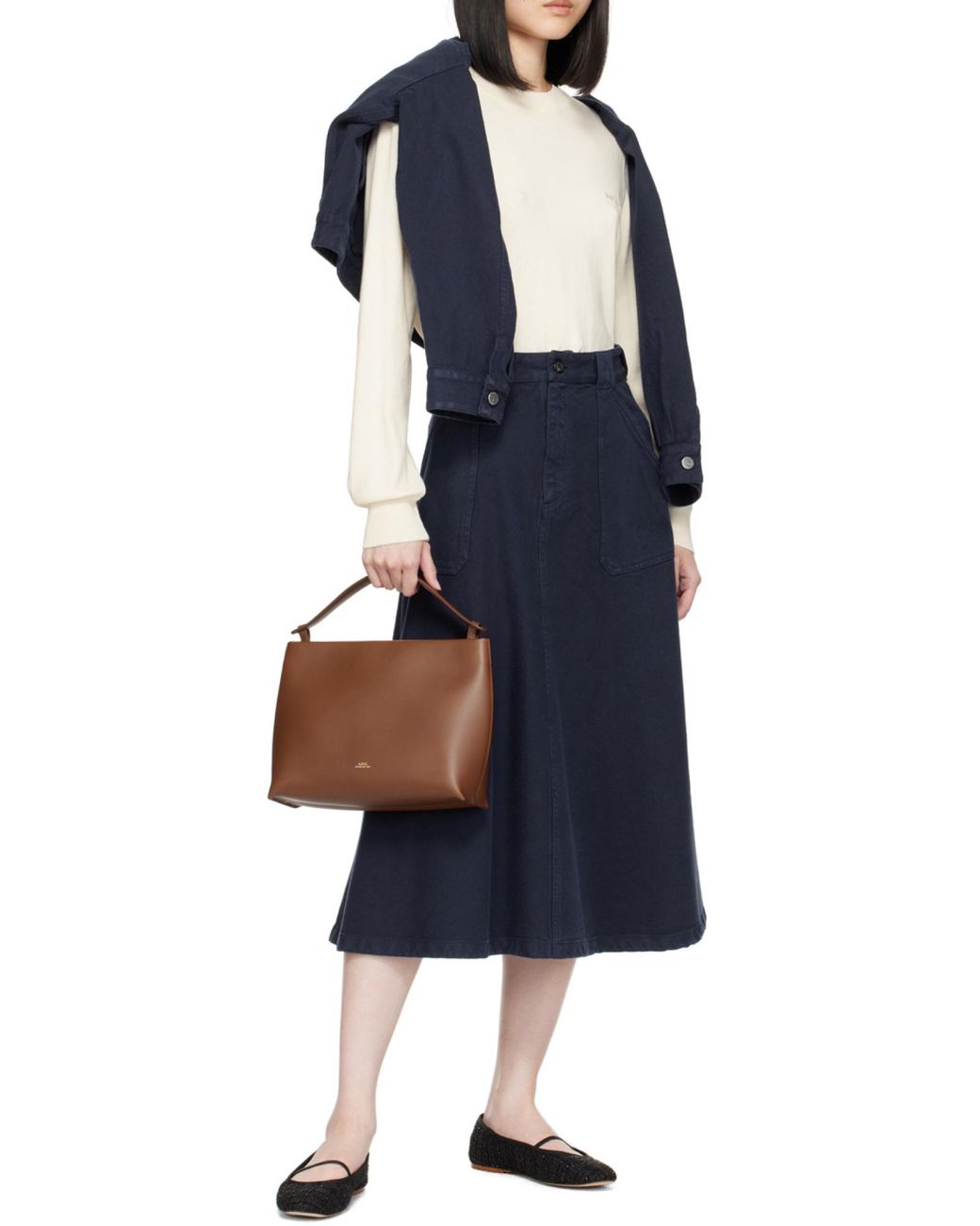 A.P.C. Brown Logo Printed Shoulder Bag