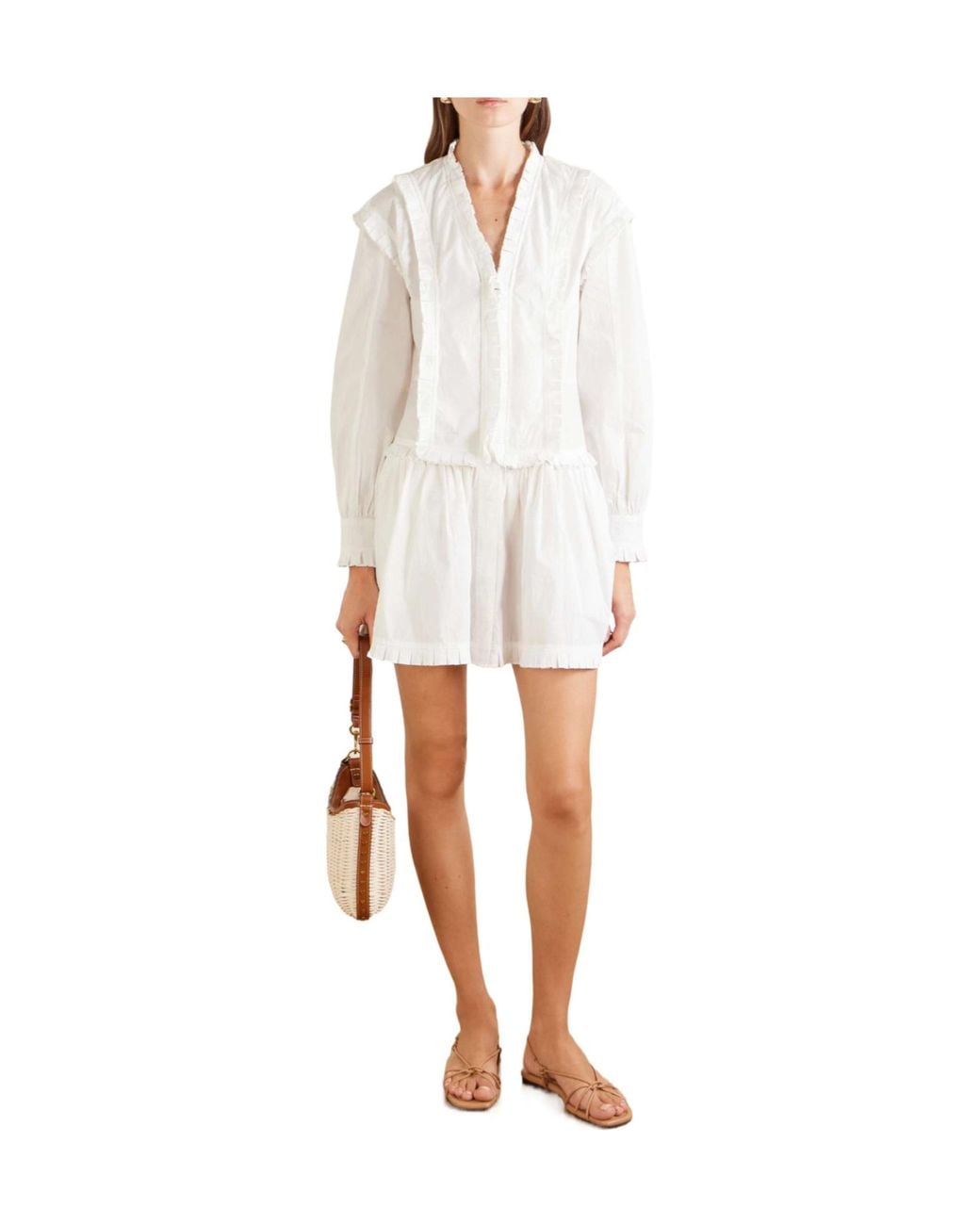 Ulla Johnson White Beatrix Ruffled Cotton Mini Dress