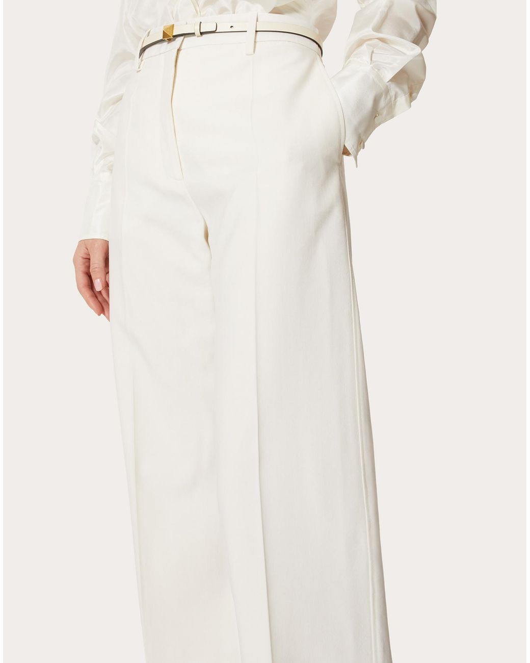 Valentino White High Waist Wide Leg Pants