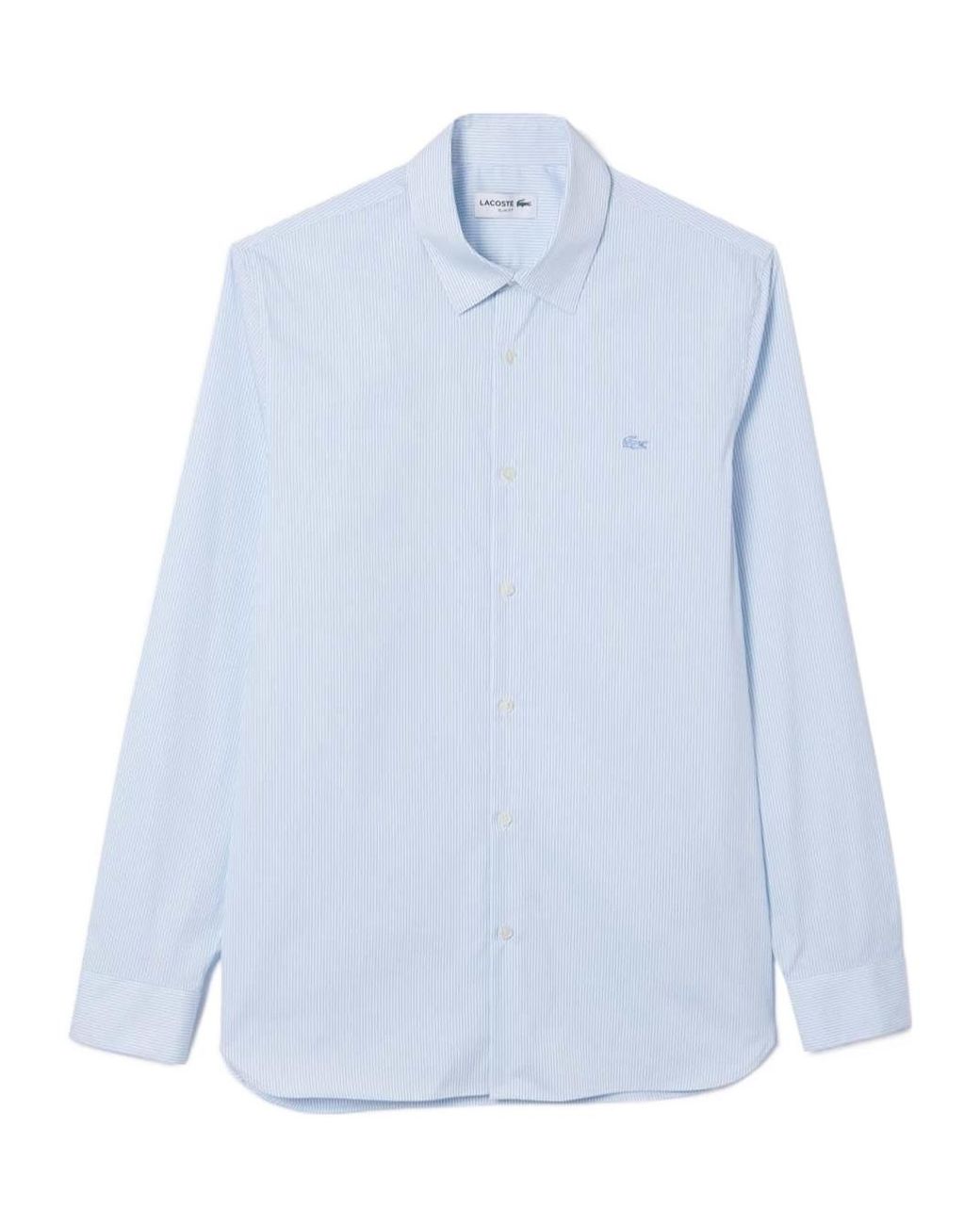 Lacoste Blue Slim-Fit Plaid Poplin Shirt for men