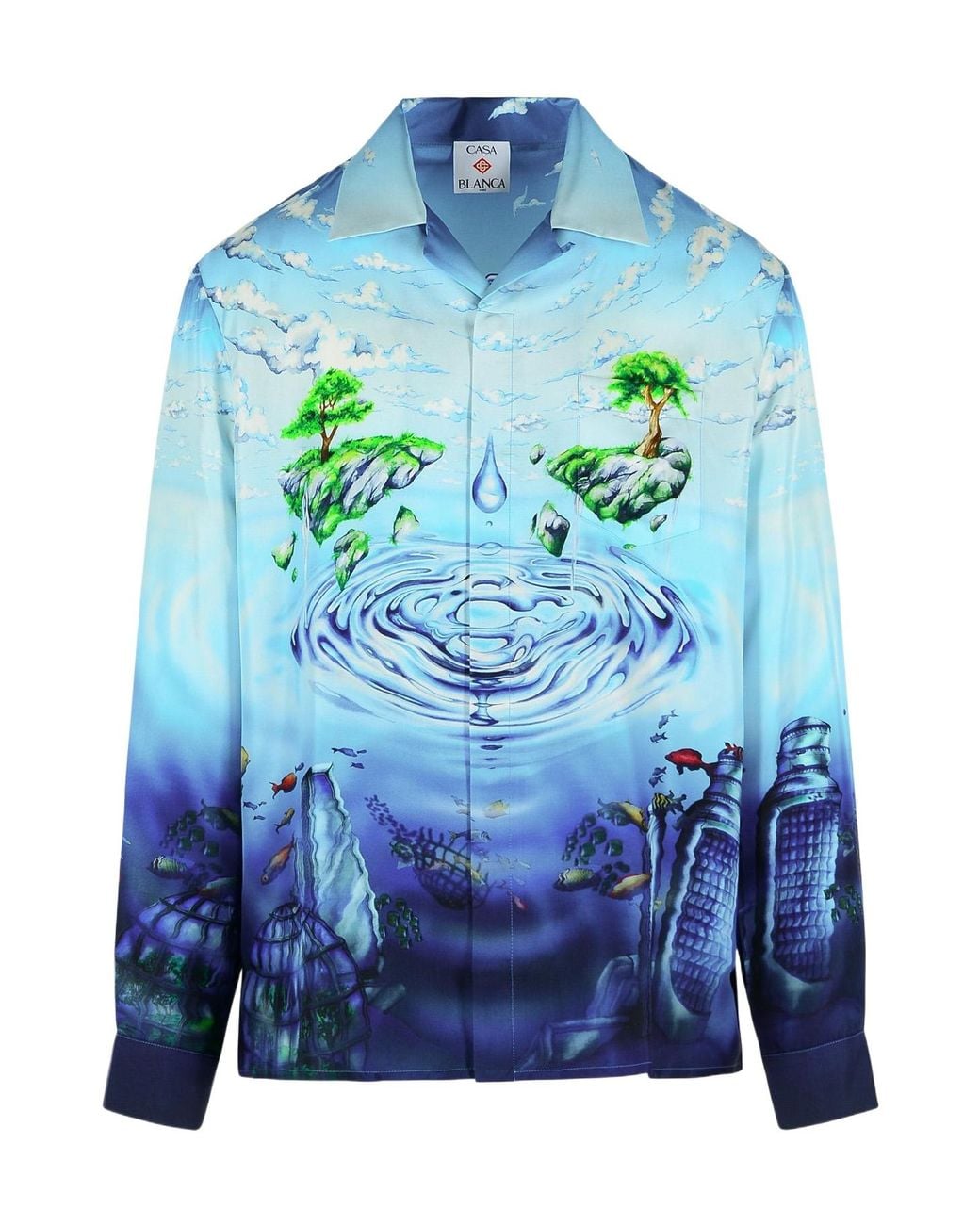 Casablanca Blue Lost Atlantis Long-Sleeved Shirt for men