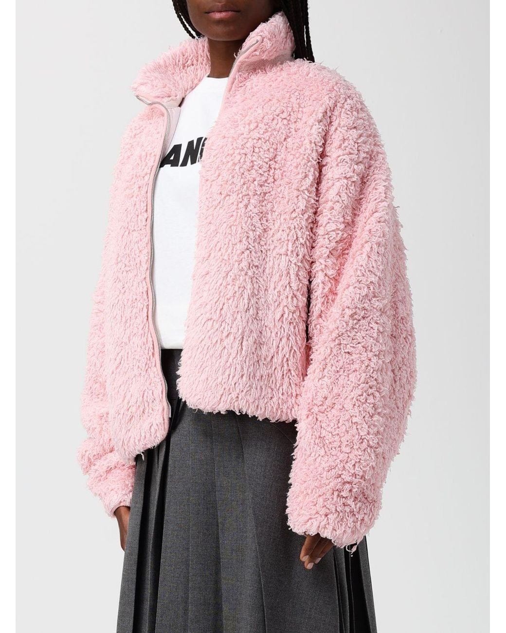 Jil Sander Pink Stand-Up Collar Fleece Jacket