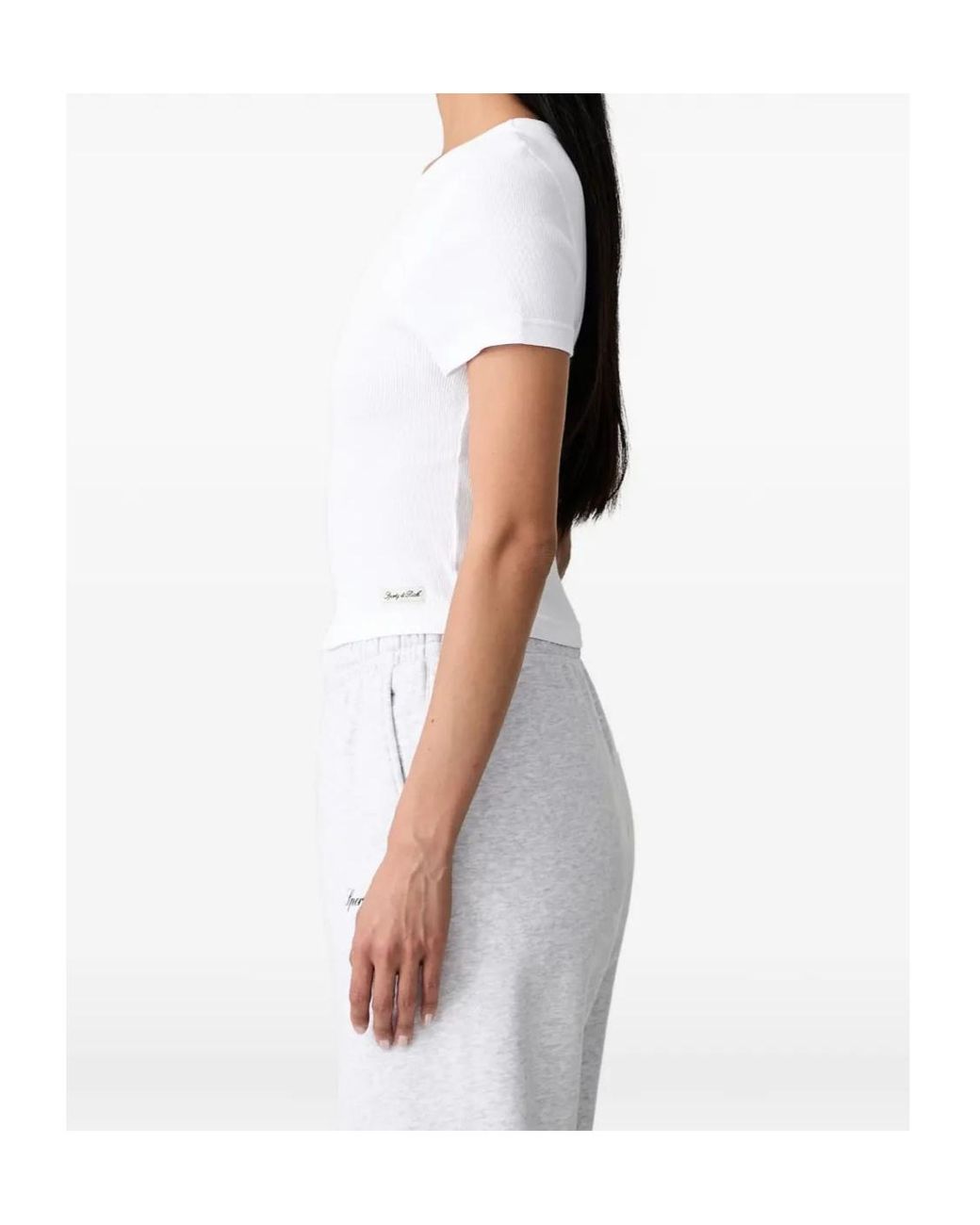 Sporty & Rich White Ribbed-Knit T-Shirt
