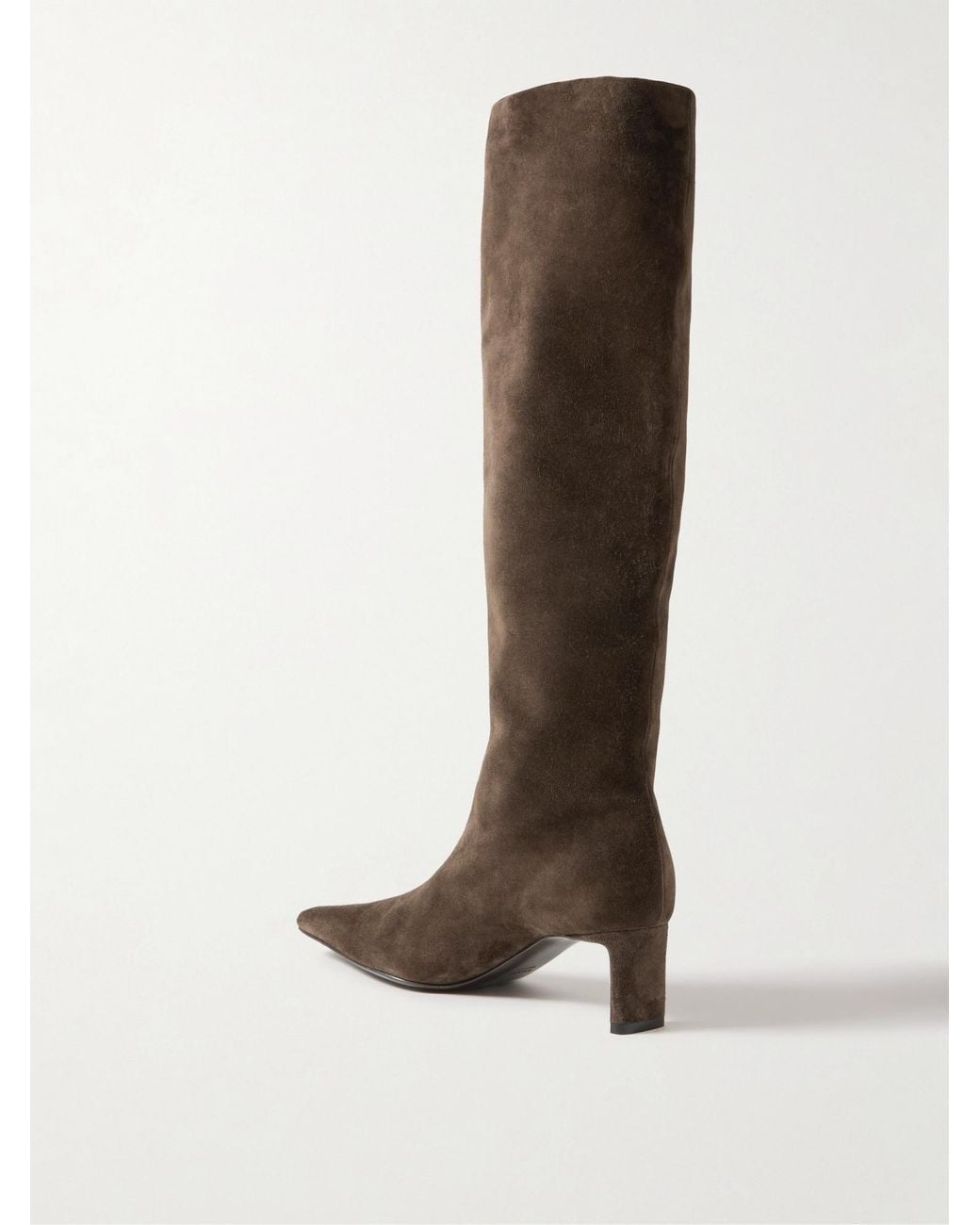 Khaite Brown Suede Knee Boots