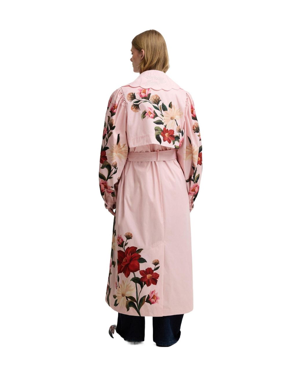Barbour Pink X Farm Rio Bromelia Showerproof Trench Coat