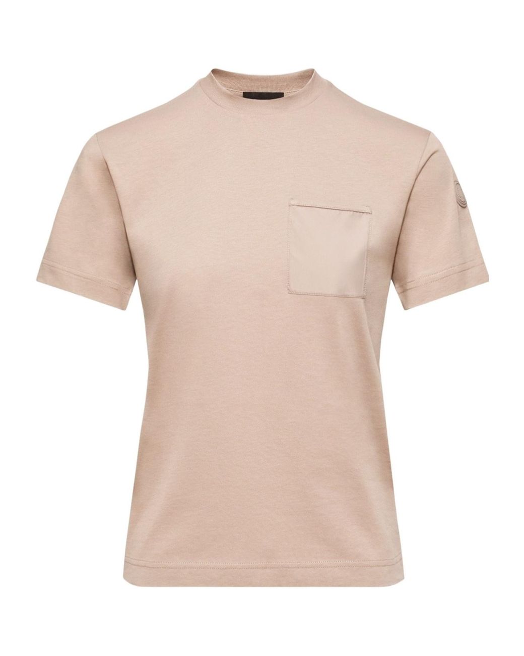 Moncler Natural Cotton Jersey T-Shirt With Pleated Pocket
