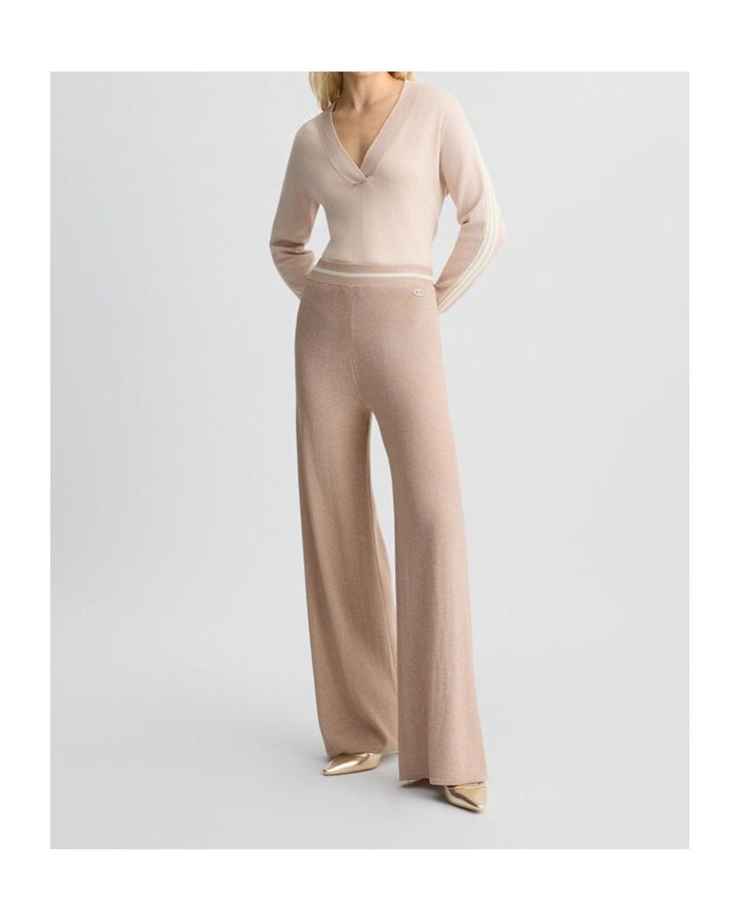 Liu Jo Natural Lurex-Embellished Trousers