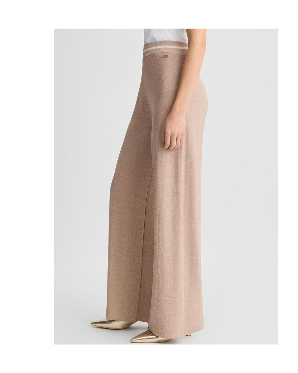 Liu Jo Natural Lurex-Embellished Trousers