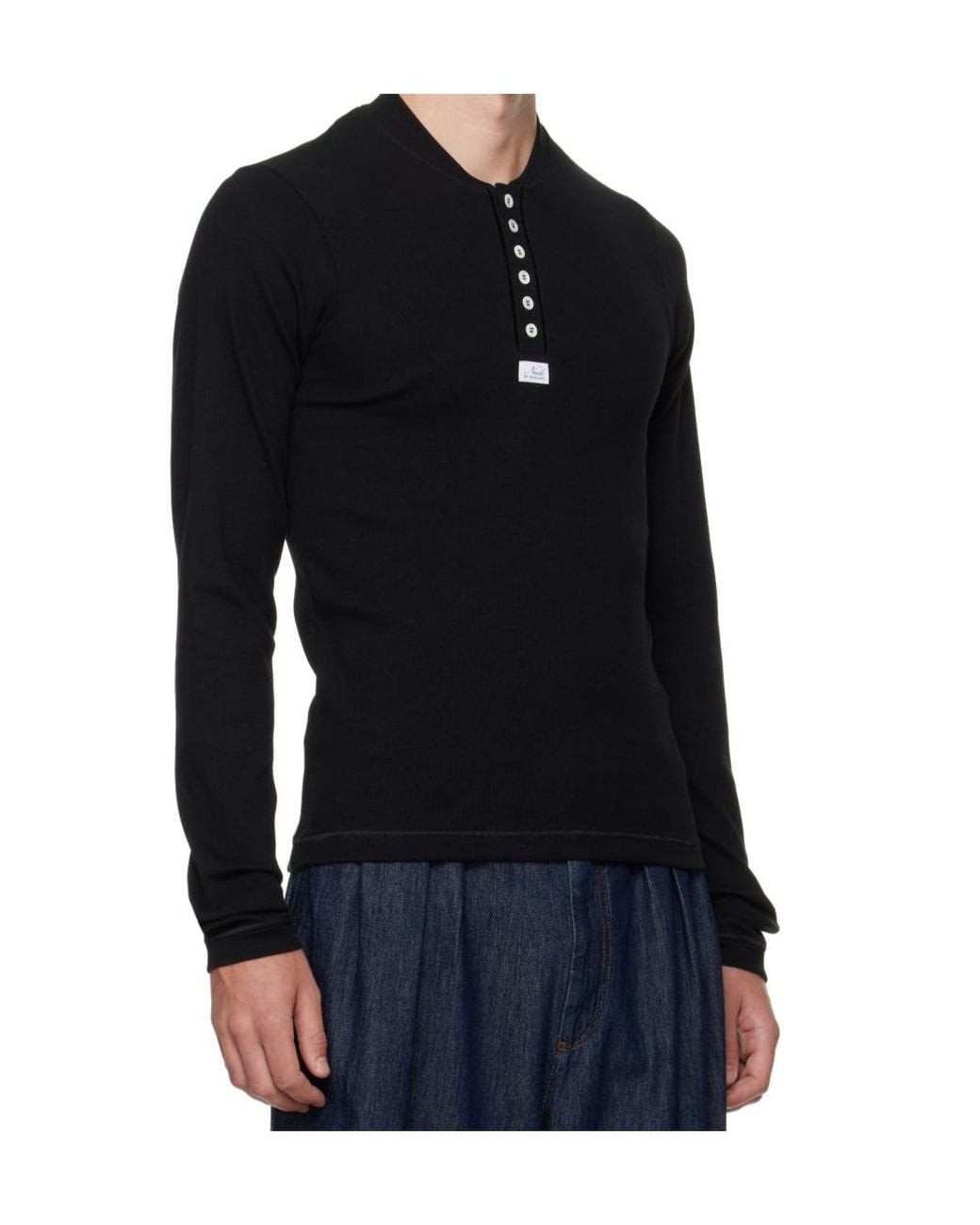 Magliano Blue Henley-Neck Long-Sleeve T-Shirt for men