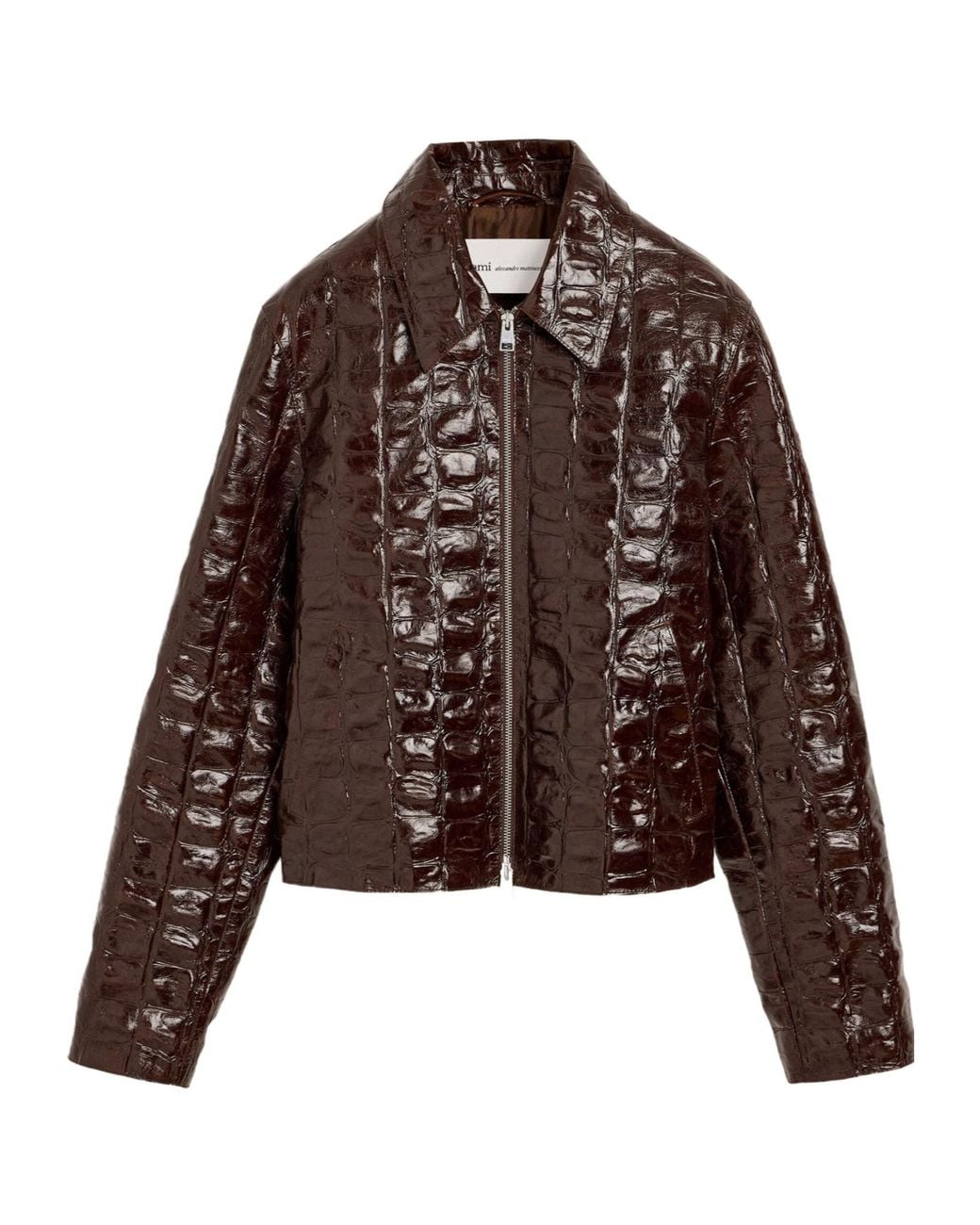 AMI Brown Ami Textured Cropped Jacket for men