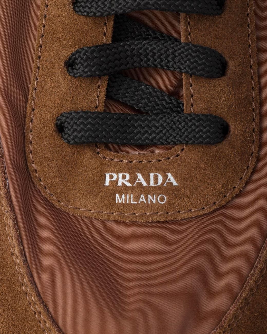 Prada Brown Collapse Round-Toe Sneakers