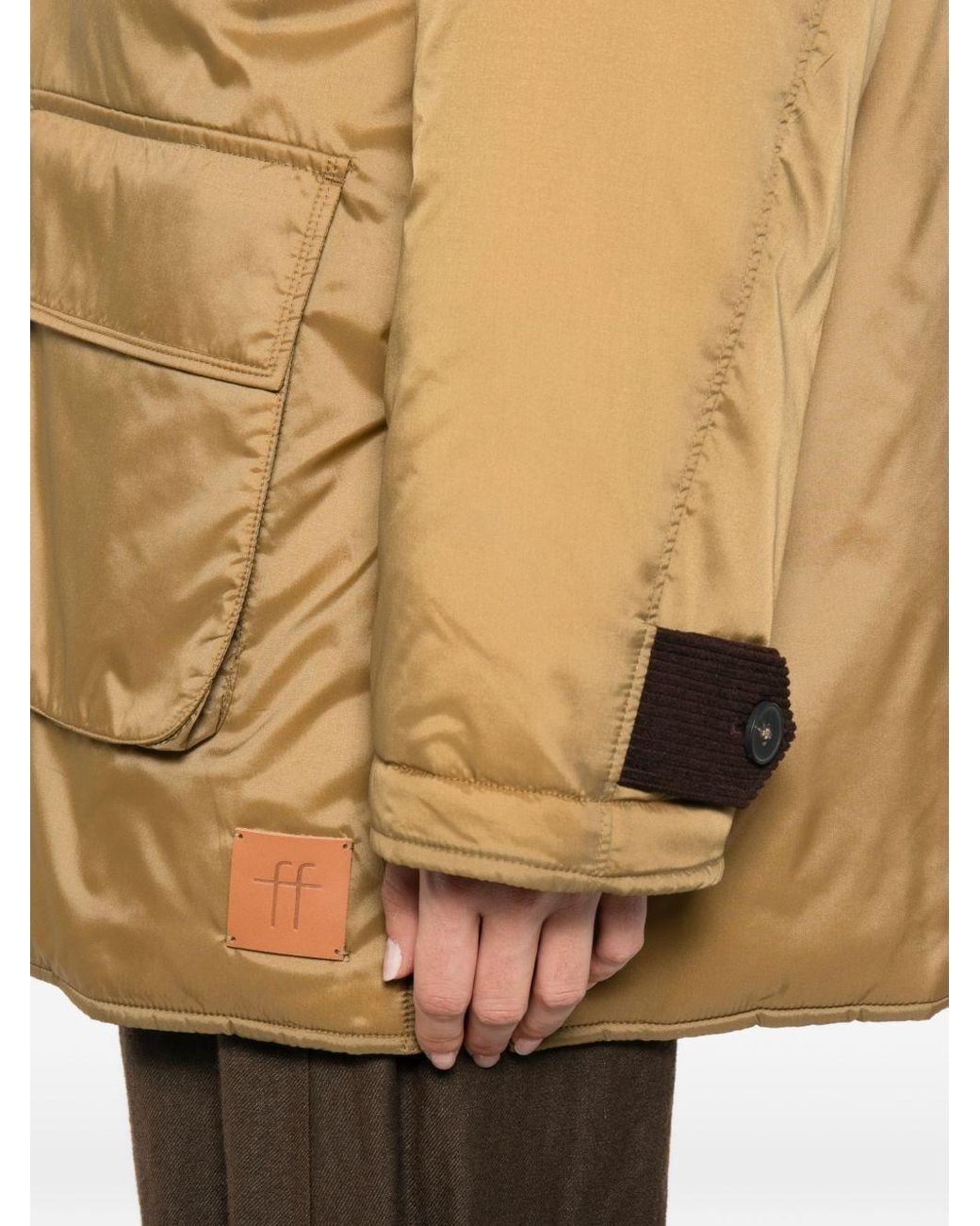 Forte_forte Natural Corduroy-Collar Buttoned Coat