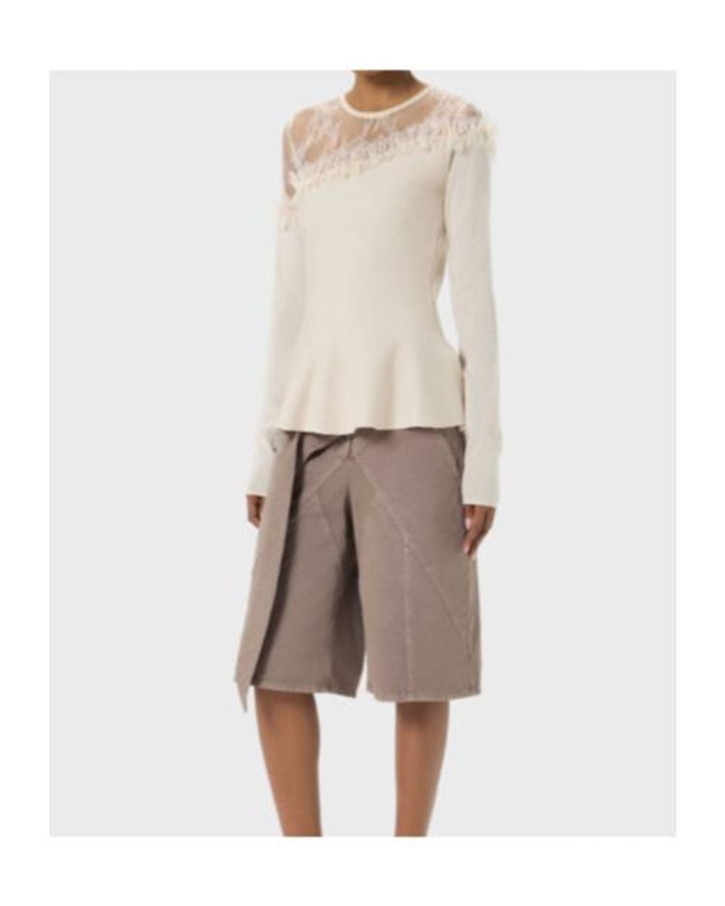 Blumarine White Wool Jumper With Tulle Yoke