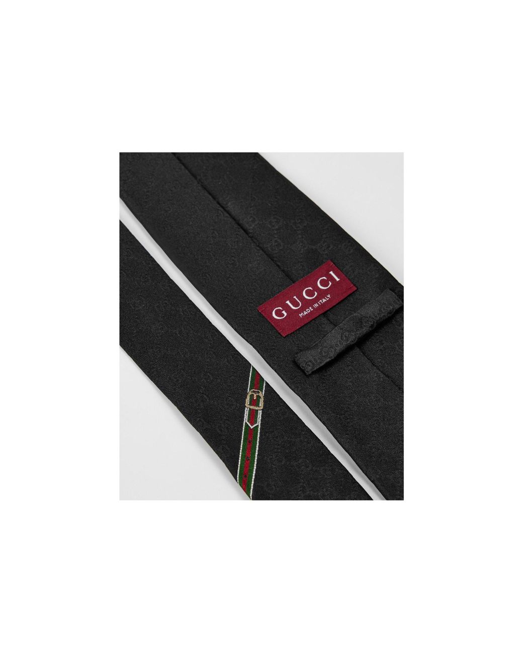 Gucci White Narrow Jacquard Diamond Tie for men