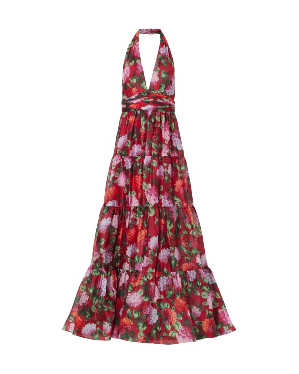 Carolina Herrera Red Silk Halterneck Gown