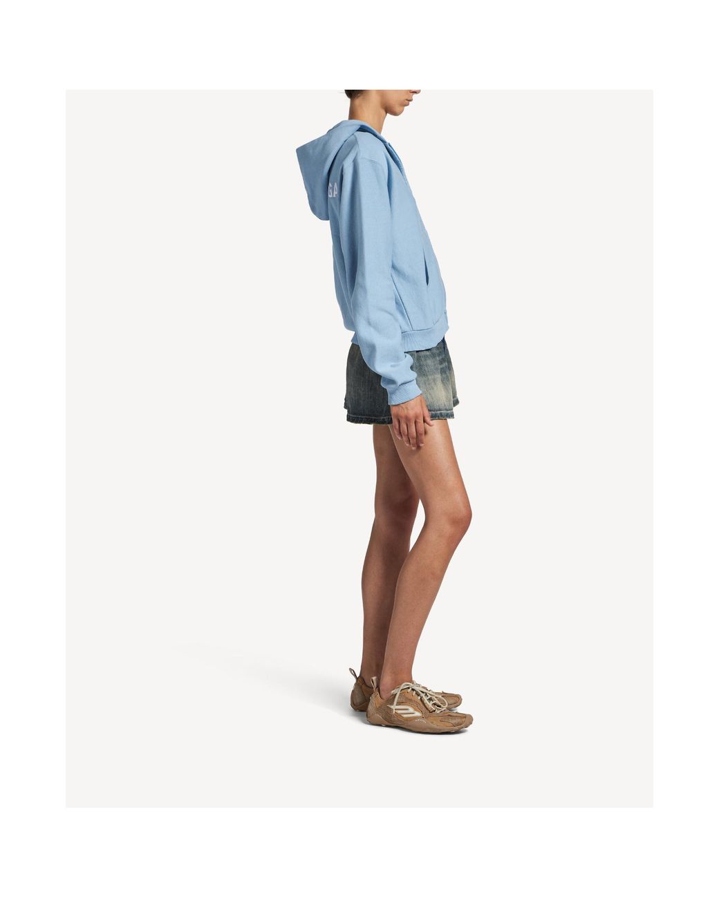 Balenciaga Blue Cotton Zip-Up Hoodie