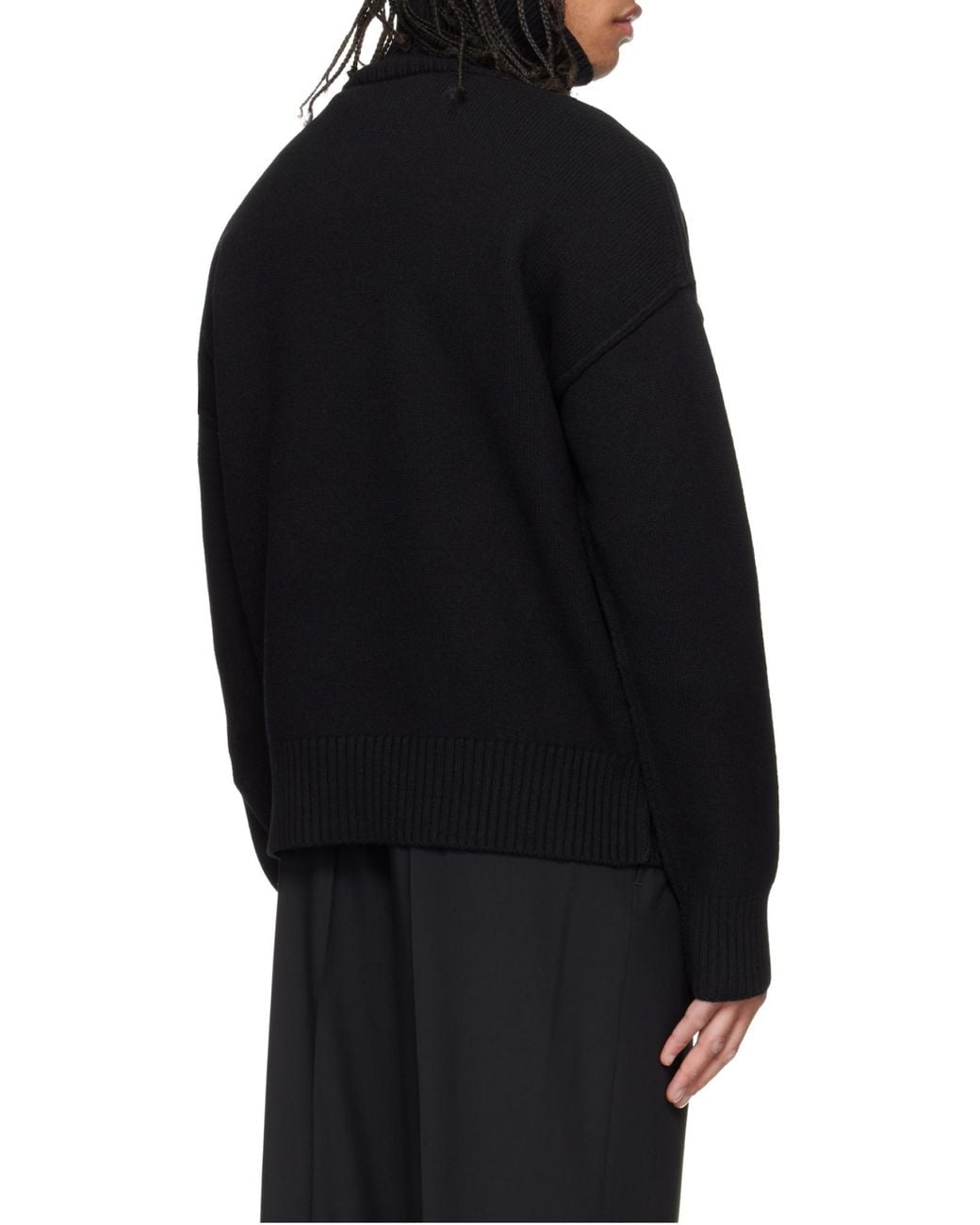 AMI Black Ami Ami De Coeur Funnel Neck Sweater for men