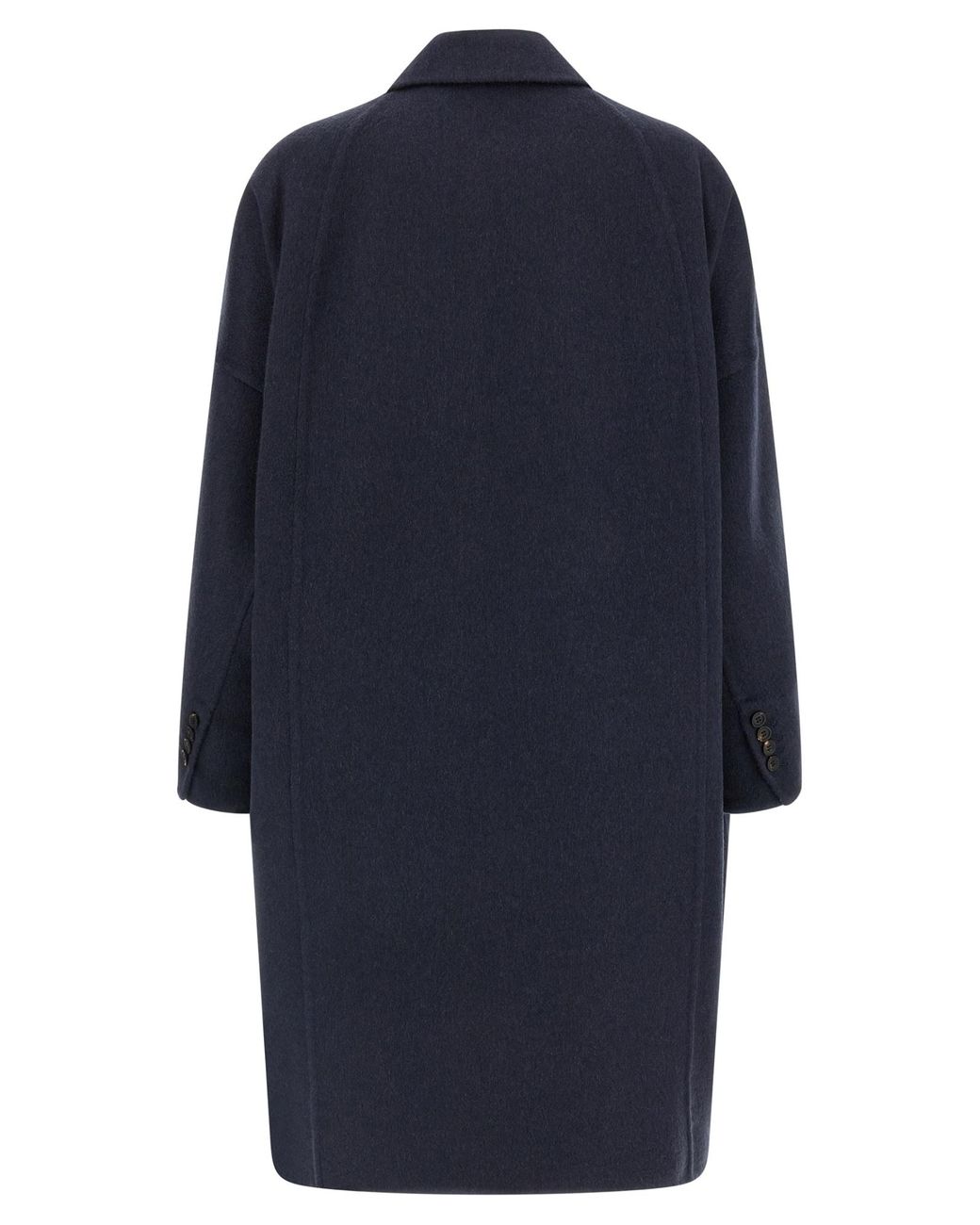 Brunello Cucinelli Blue Double-Breasted Cashmere Coat