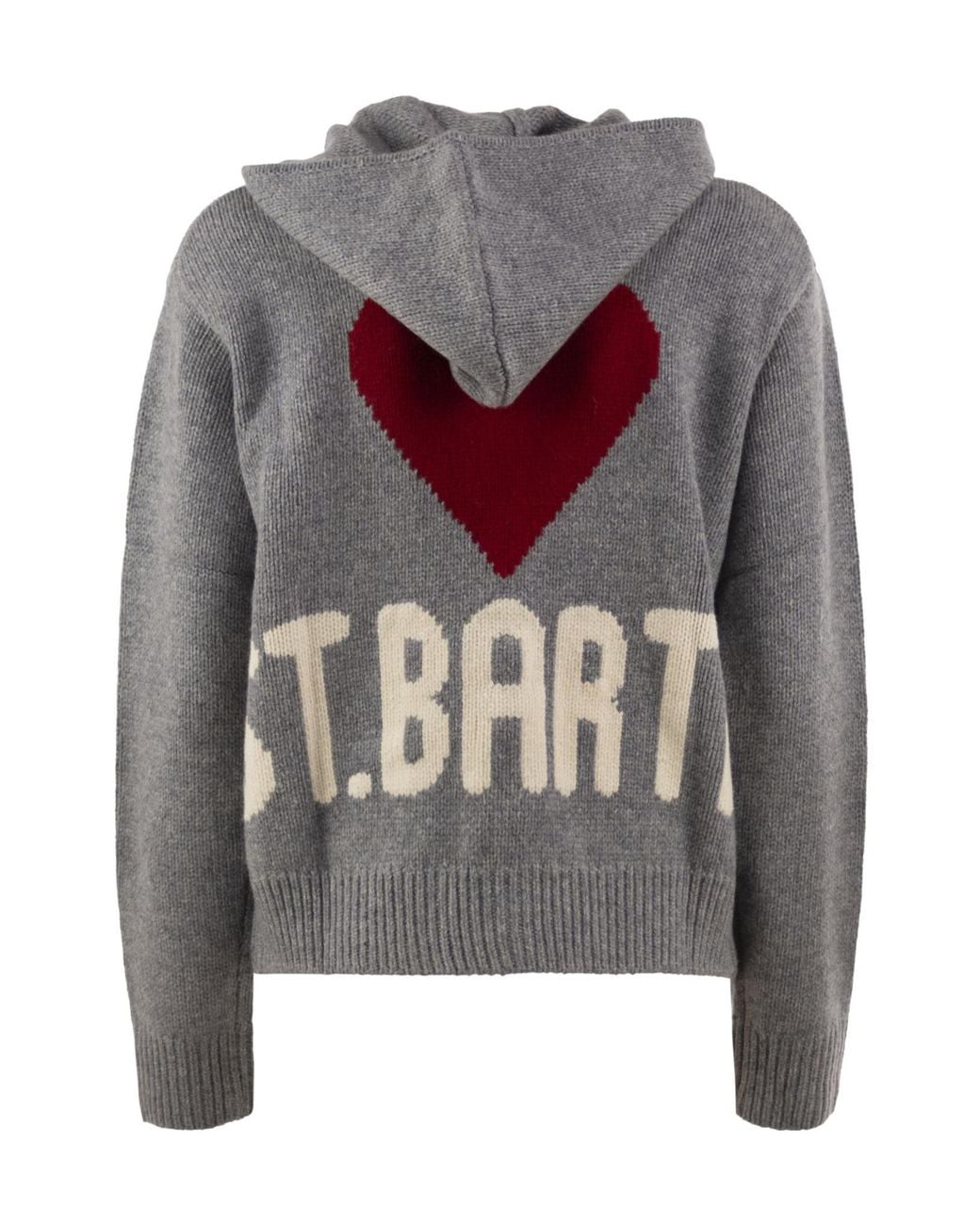 Mc2 Saint Barth Gray Intarsia Zip Hooded Hoodie