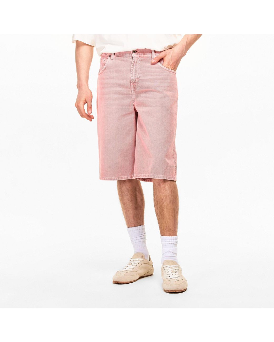 7 For All Mankind Pink Belt-Loop Shorts for men