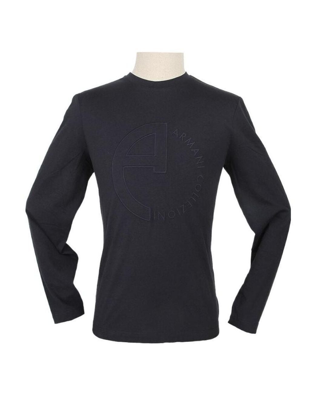 Armani Collezioni Blue Long-Sleeved T-Shirt With Round Neck for men