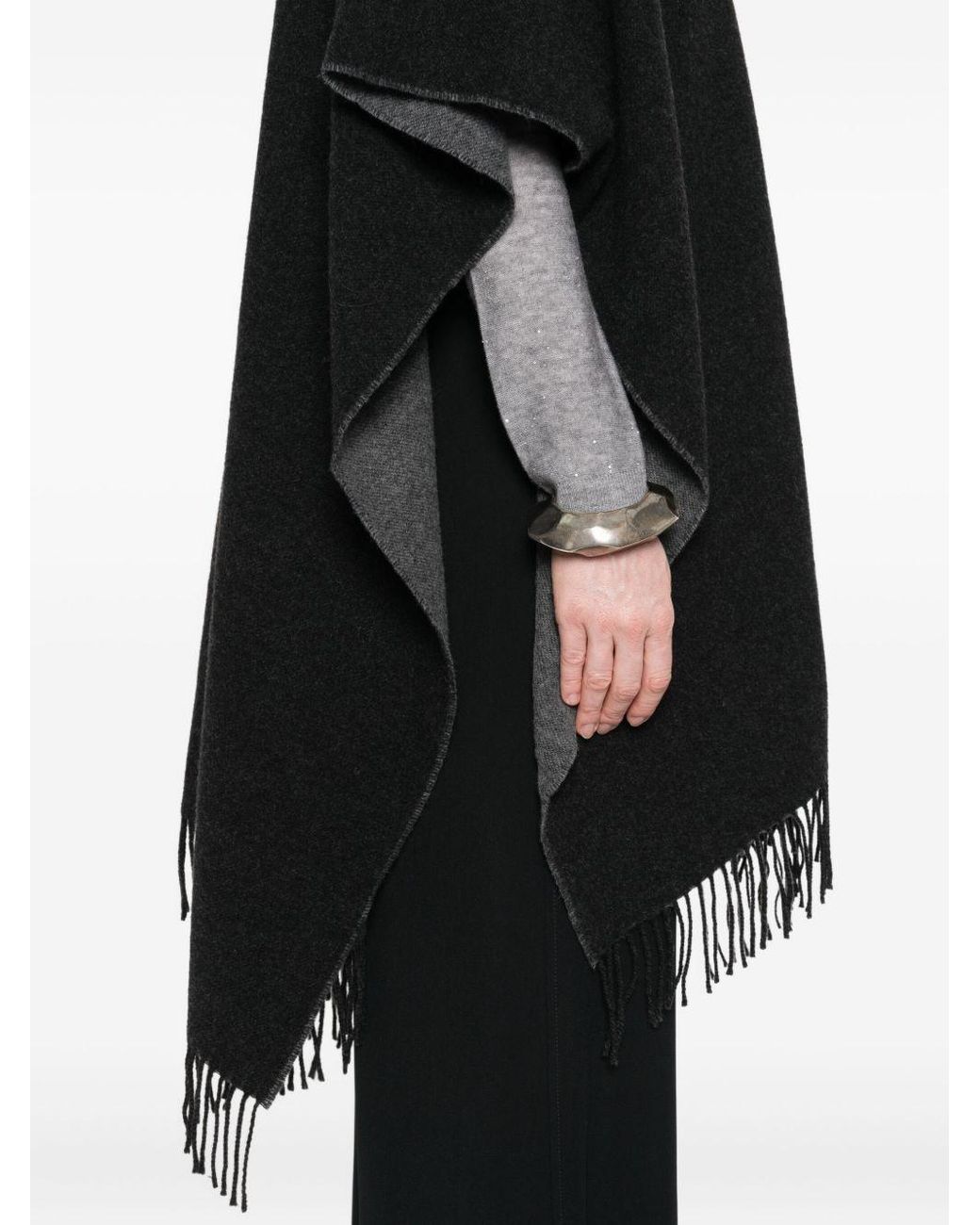 Fabiana Filippi Black V-Neck Cape