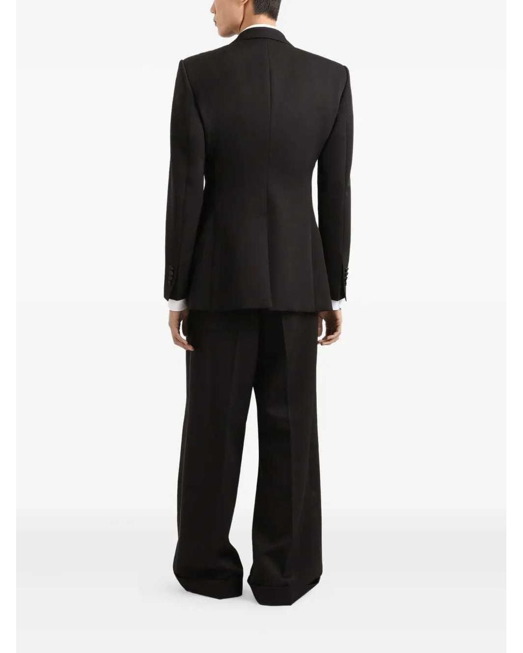 Dolce & Gabbana Black Wide-Leg Pleated Pants for men