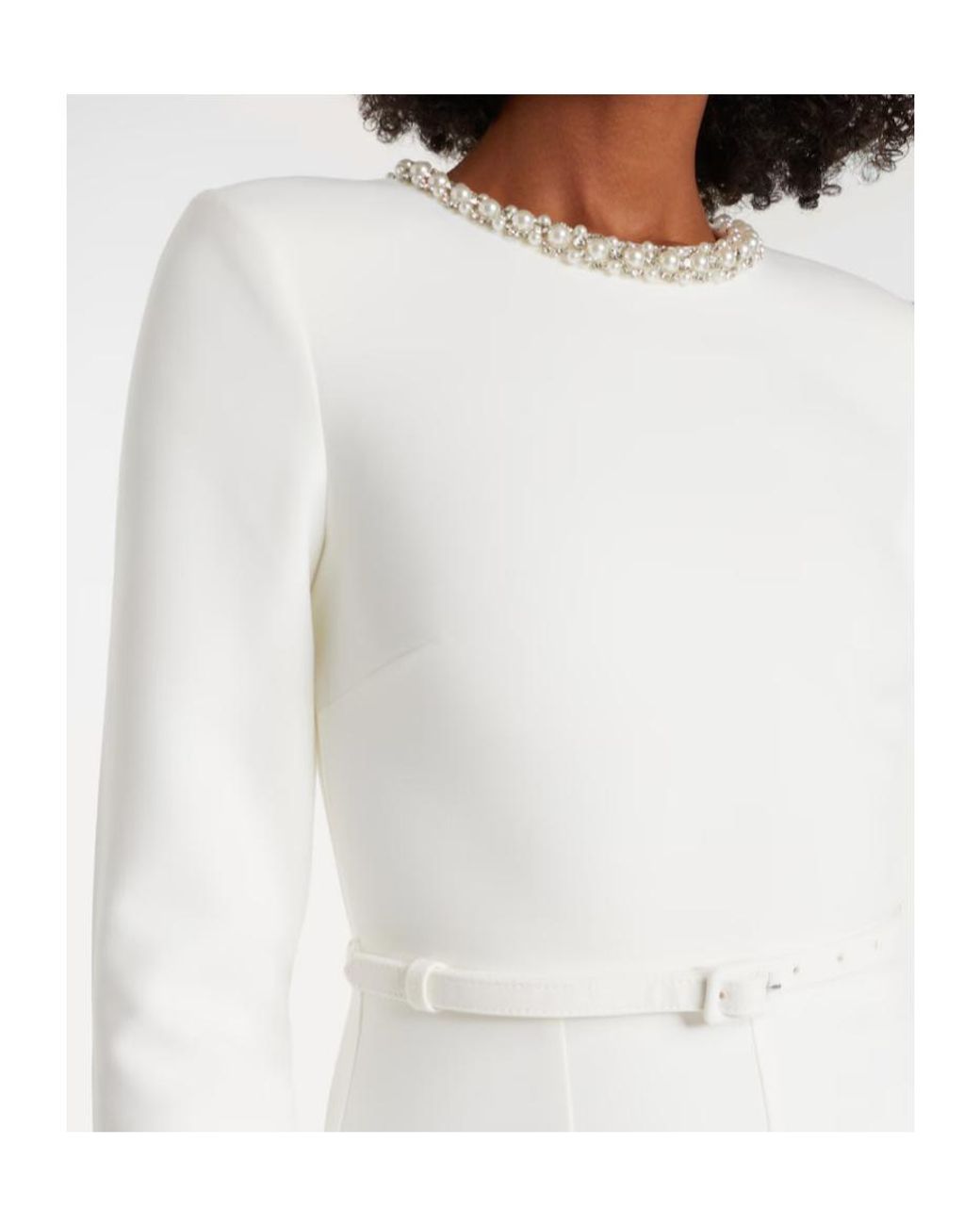 Roland Mouret White Crystal-Embellished Crepe Cocktail Dress