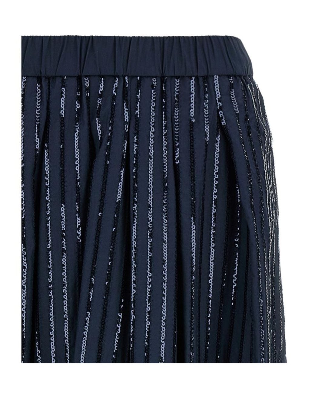 Weekend by Maxmara Blue Cotton Sequin Maxi Skirt