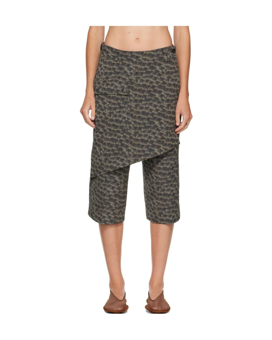 Kiko Kostadinov Gray Wrap-Style Culottes/Shorts