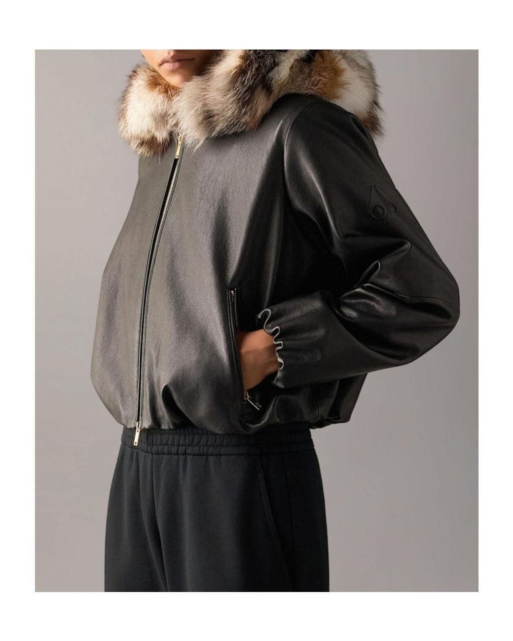 Moose Knuckles Black Cardin Fur Leather Jacket