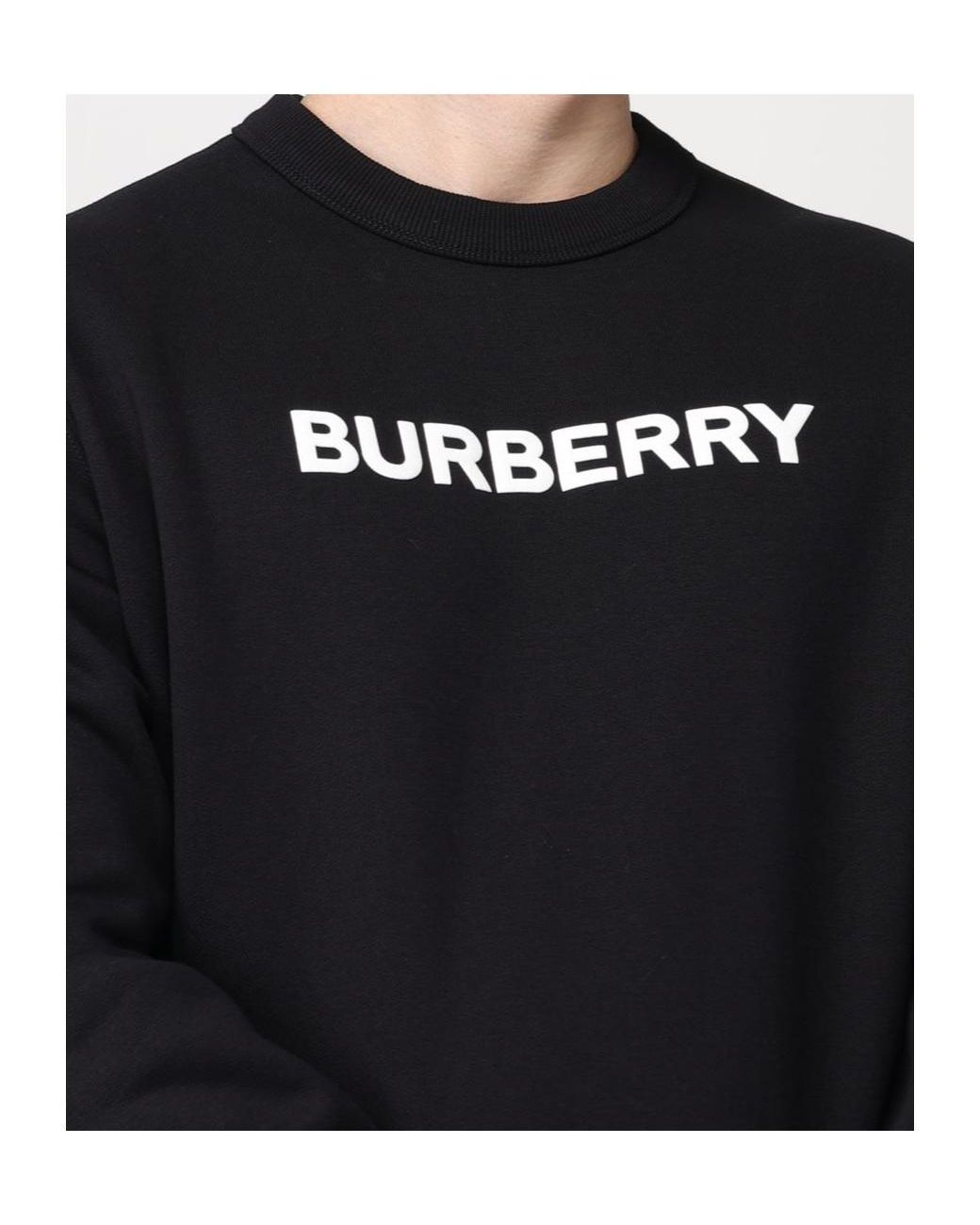 Burberry Black Logo Printed Crewneck Sweatshirt for men