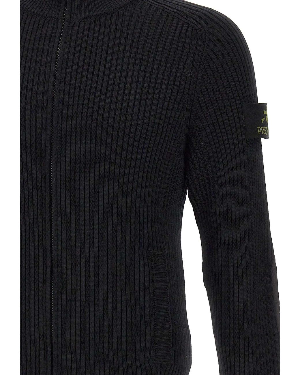 Premiata Blue Ribbed Zip-Up Cardigan for men