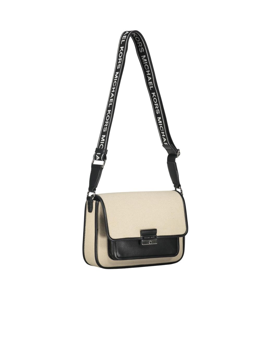 Michael Kors White Logo Strap Flap Shoulder Bag