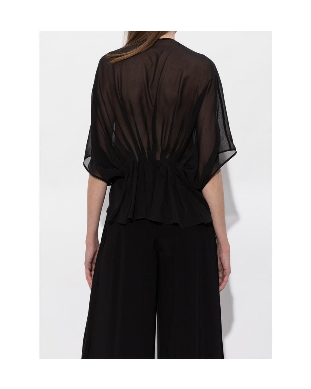 Max Mara Black Mxaombrosa Deep V-Neck Blouse