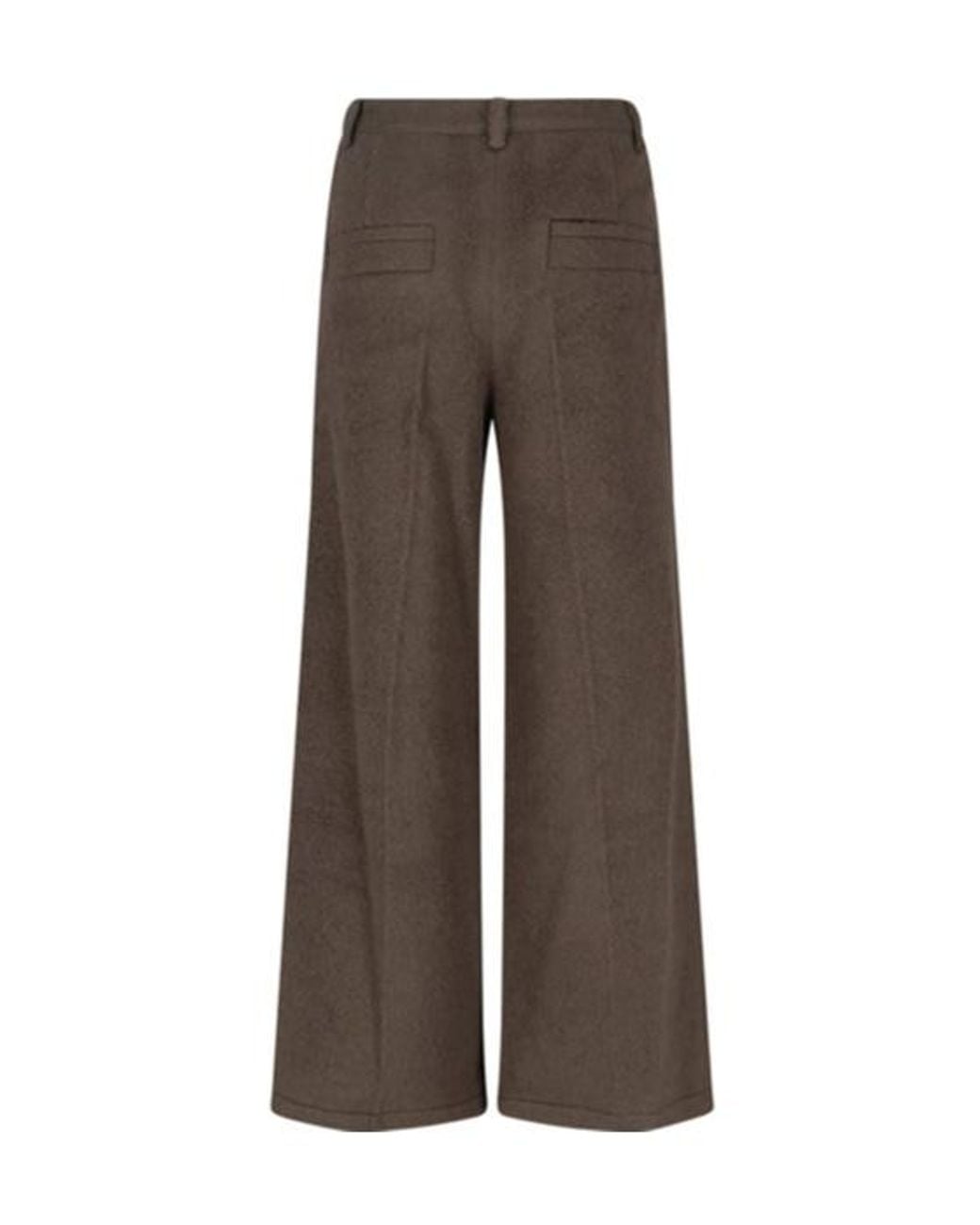 Low Classic Brown Pleated Straight-Leg Trousers