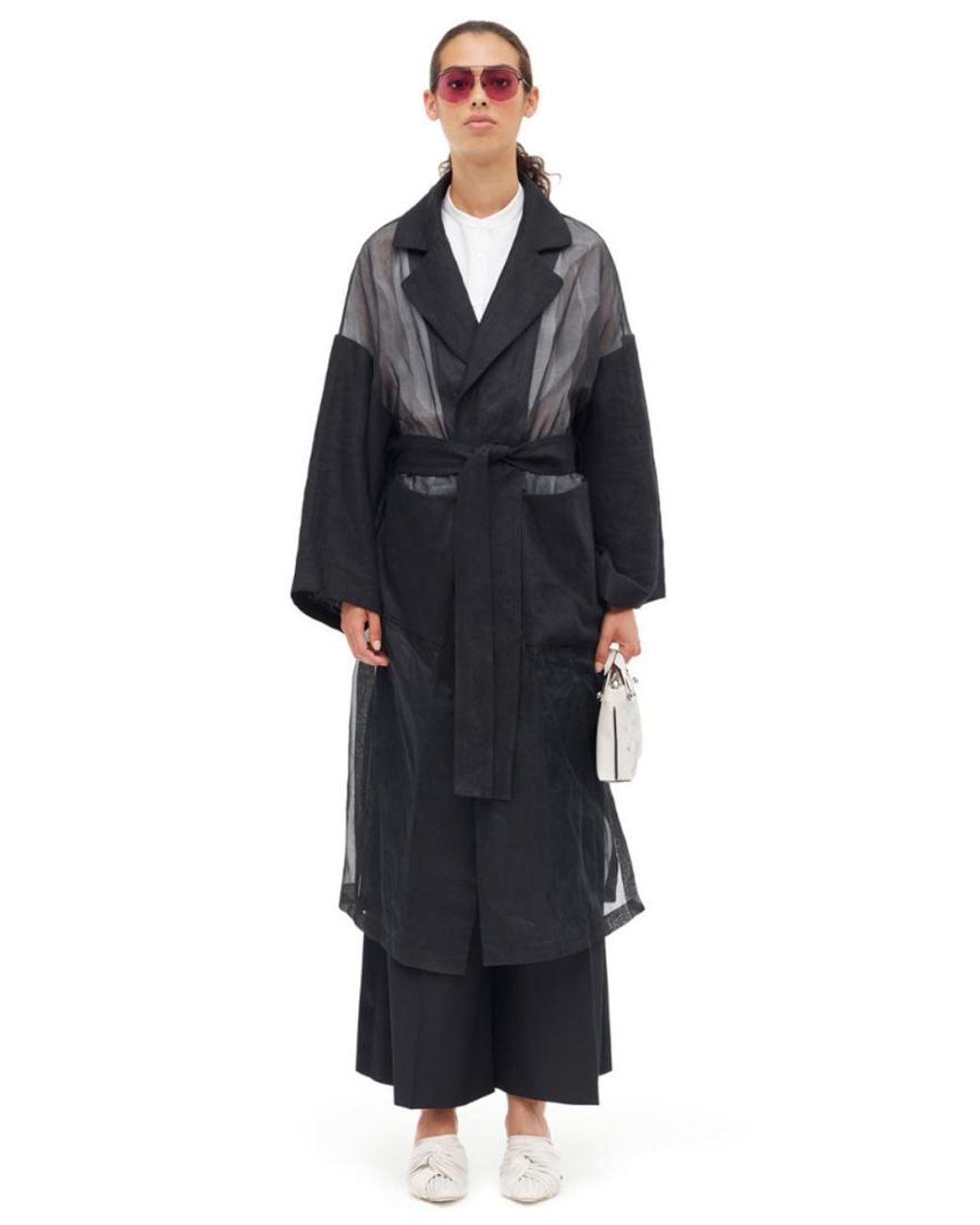 Loewe Gray Organdy Oversize Belt Coat