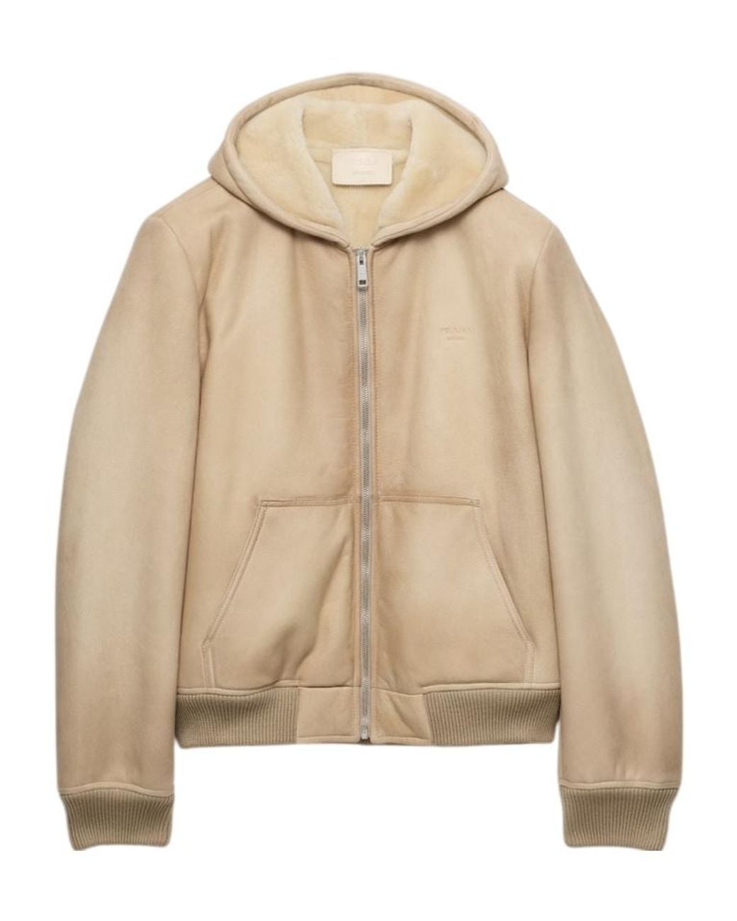 Prada Natural Shearling Bomber Jacket for men