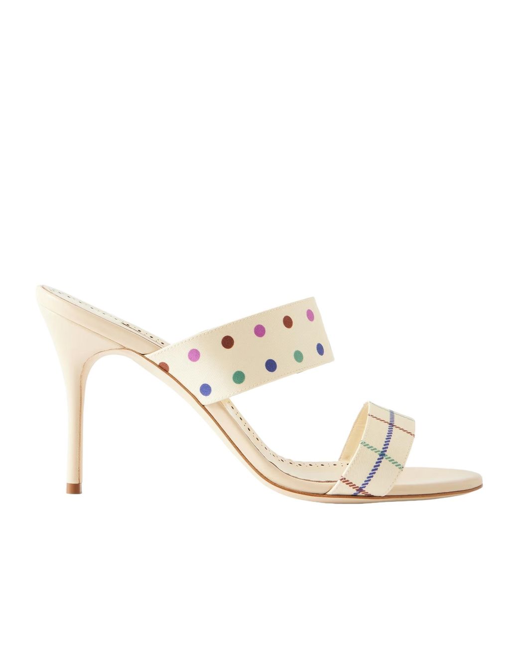 Manolo Blahnik Metallic Printed Twill Mules
