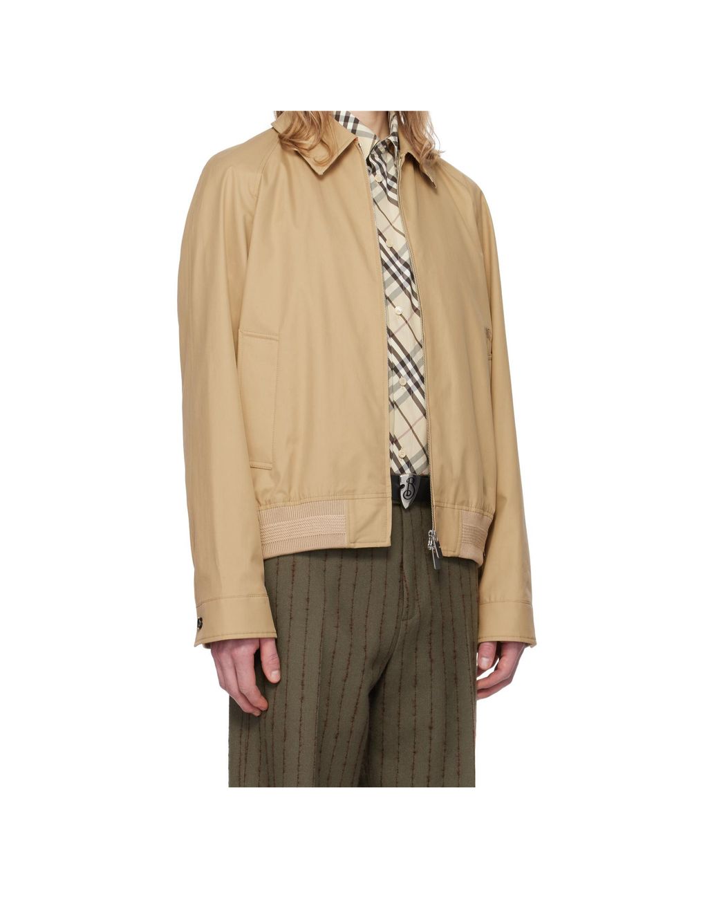 Burberry Natural Collared Zip-Up Jacket for men