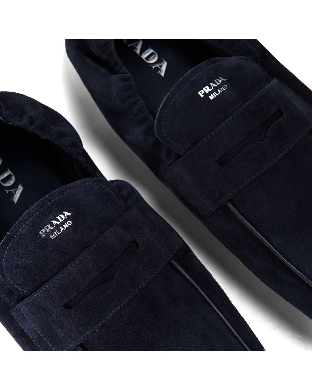 Prada Blue Solid Color Shuffle Loafer for men
