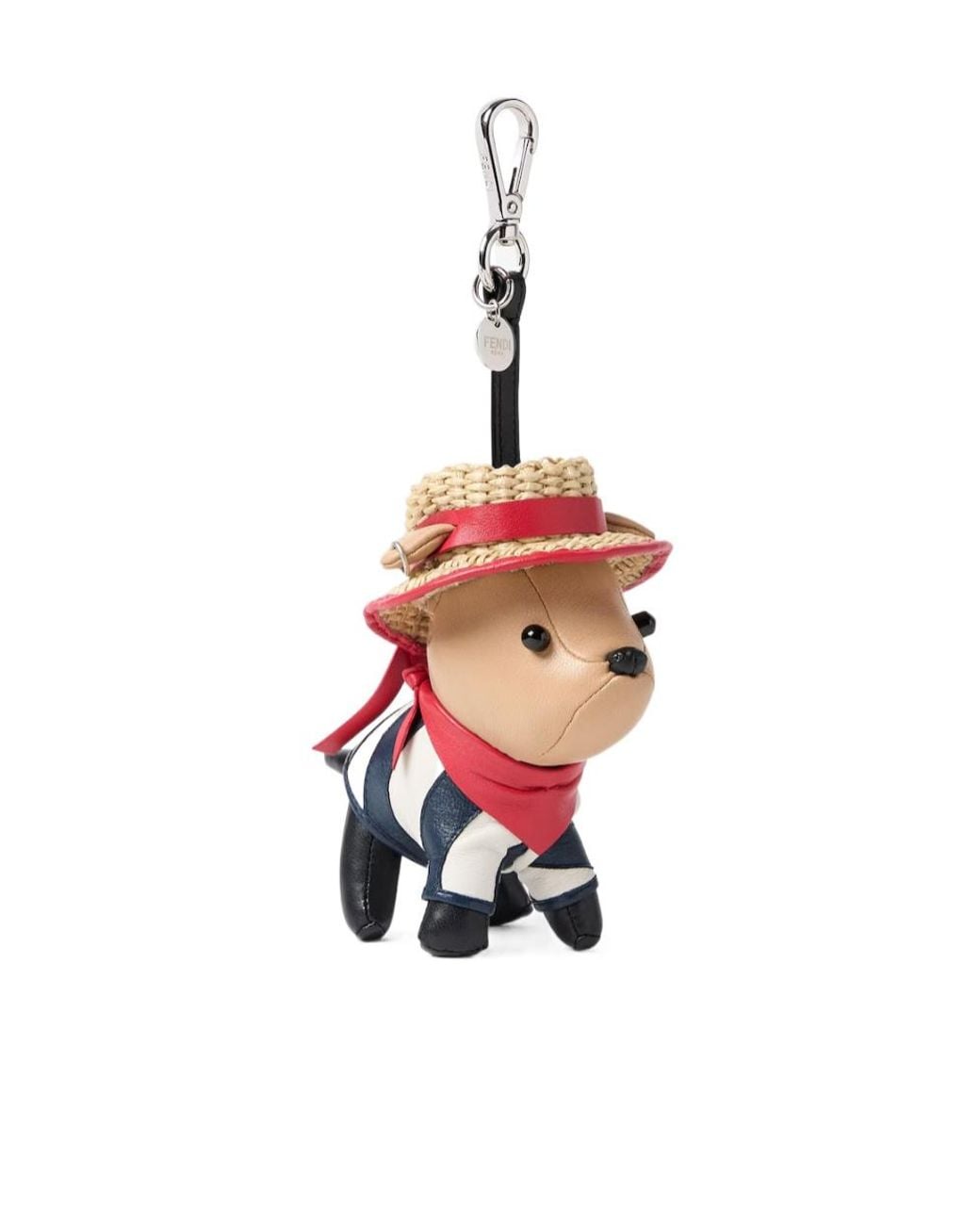 Fendi White Ito Dog-Motif Leather Keyring for men