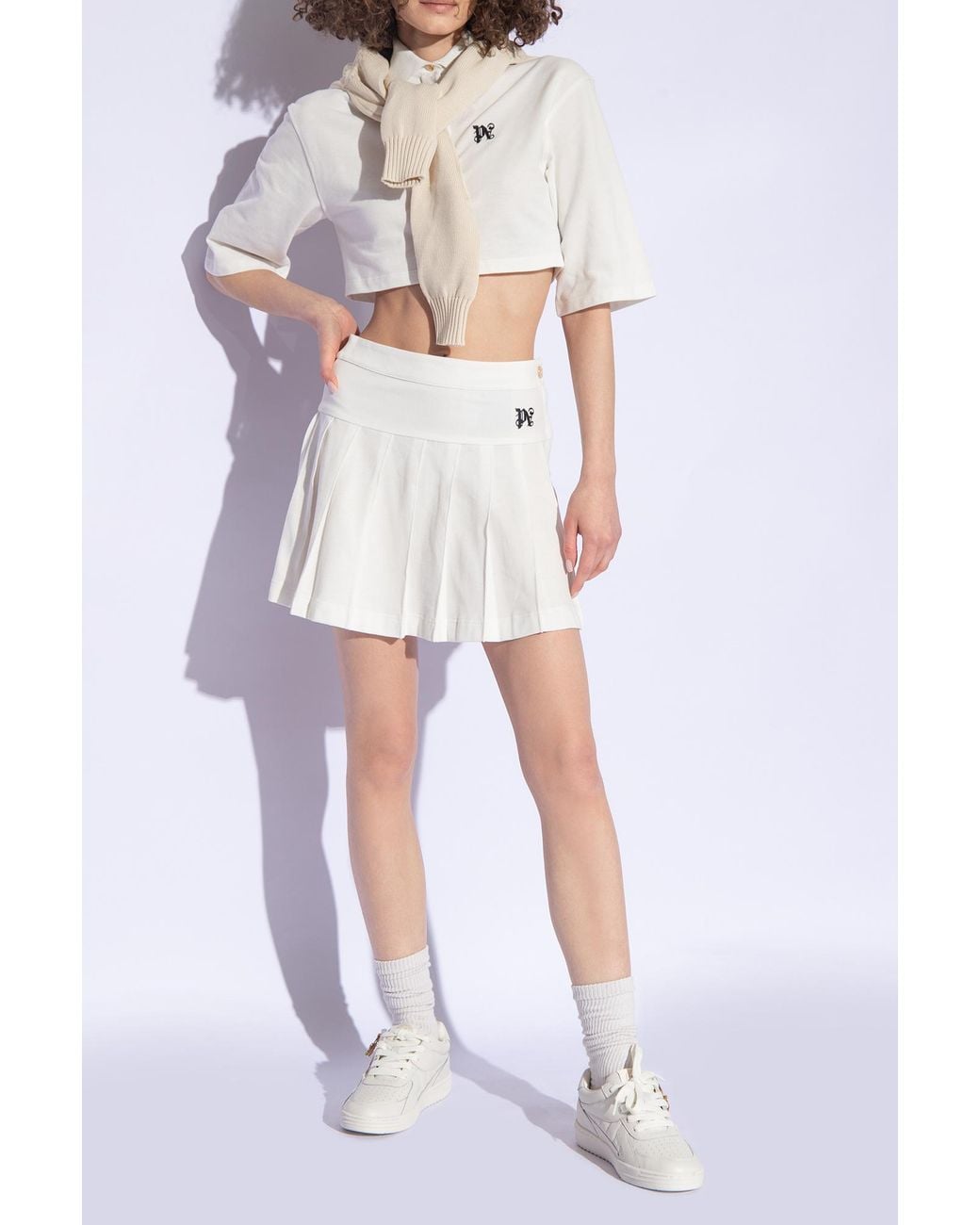 Palm Angels University Logo Plaque Sneakers in White | Lyst