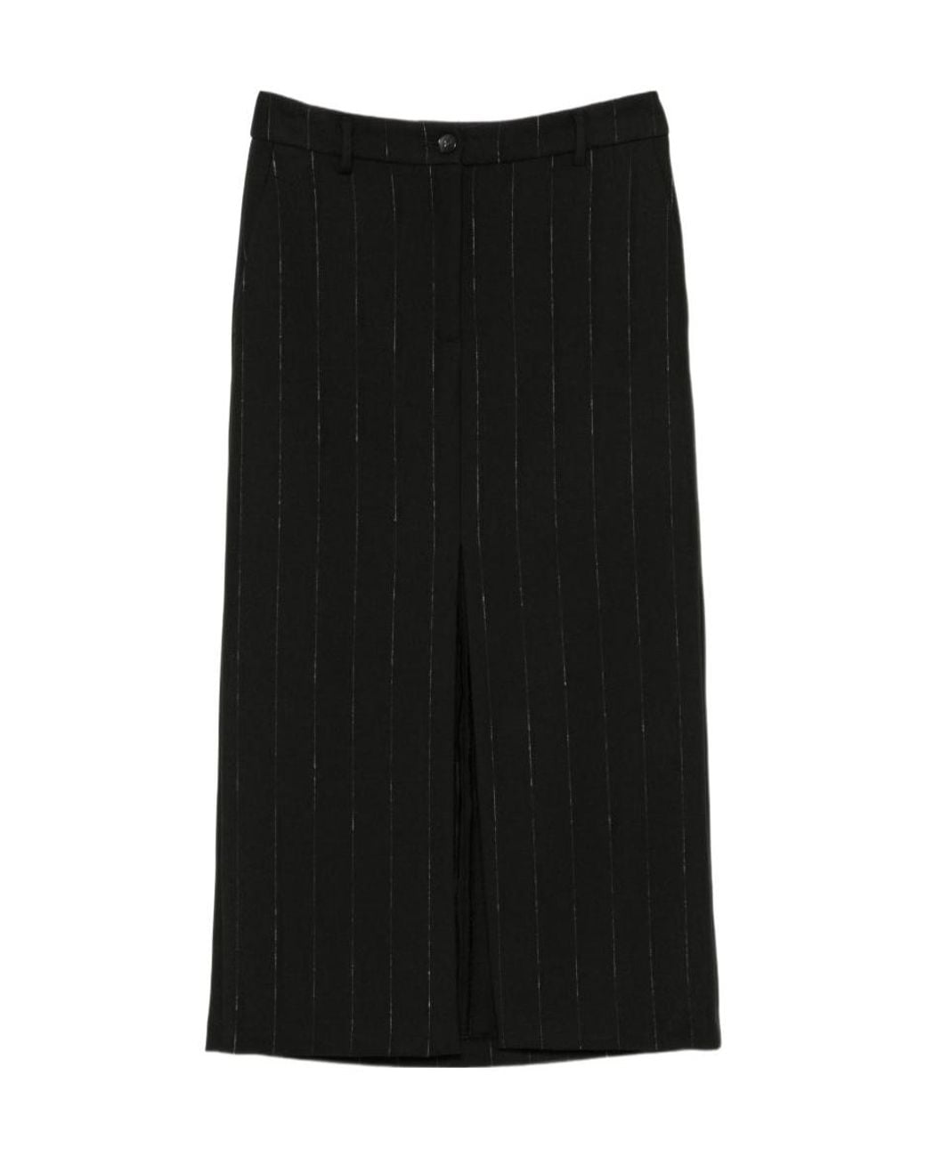 Seventy Black Pinstripe Front-Slit Skirt
