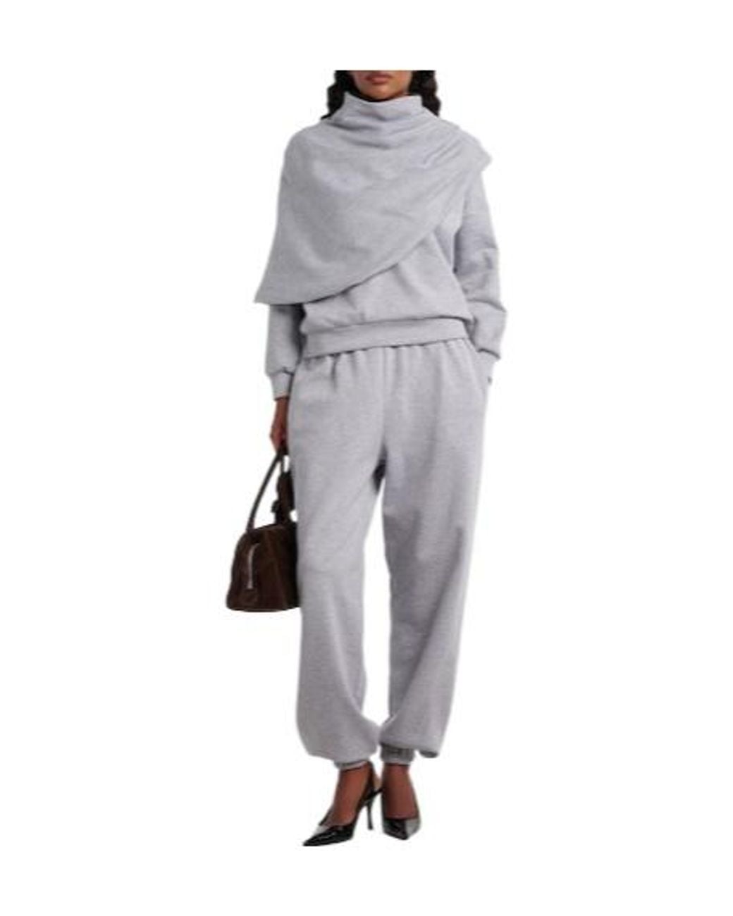 Magda Butrym Gray Cotton-Blend Jersey Sweatpants