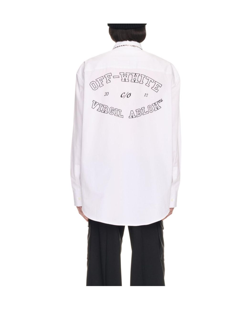 Off-White c/o Virgil Abloh White Logo Embroidered Long-Sleeved Shirt for men