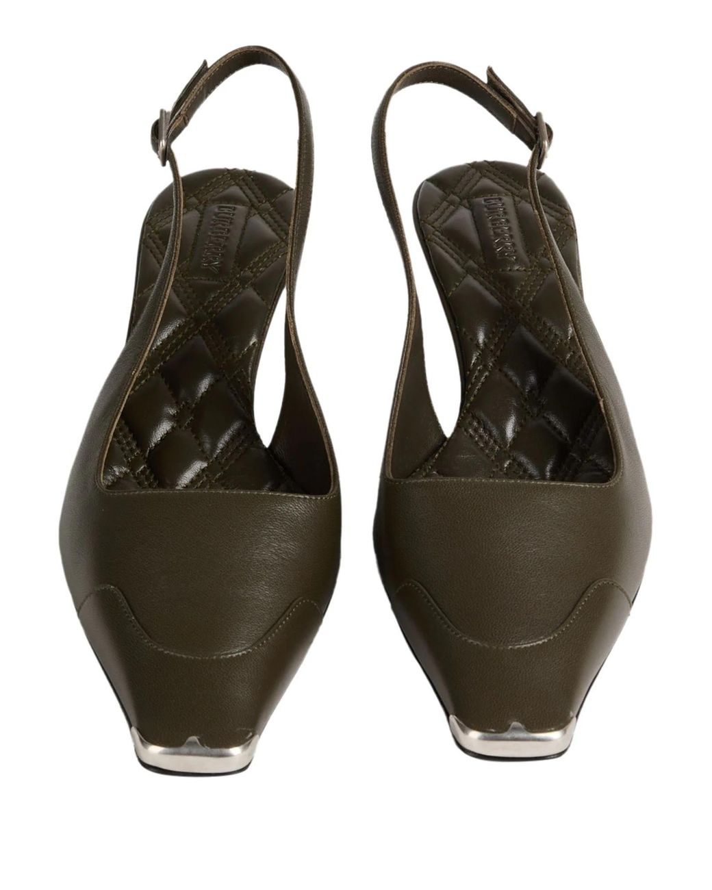 Burberry Metallic Leather Square-Toe Stiletto Heels