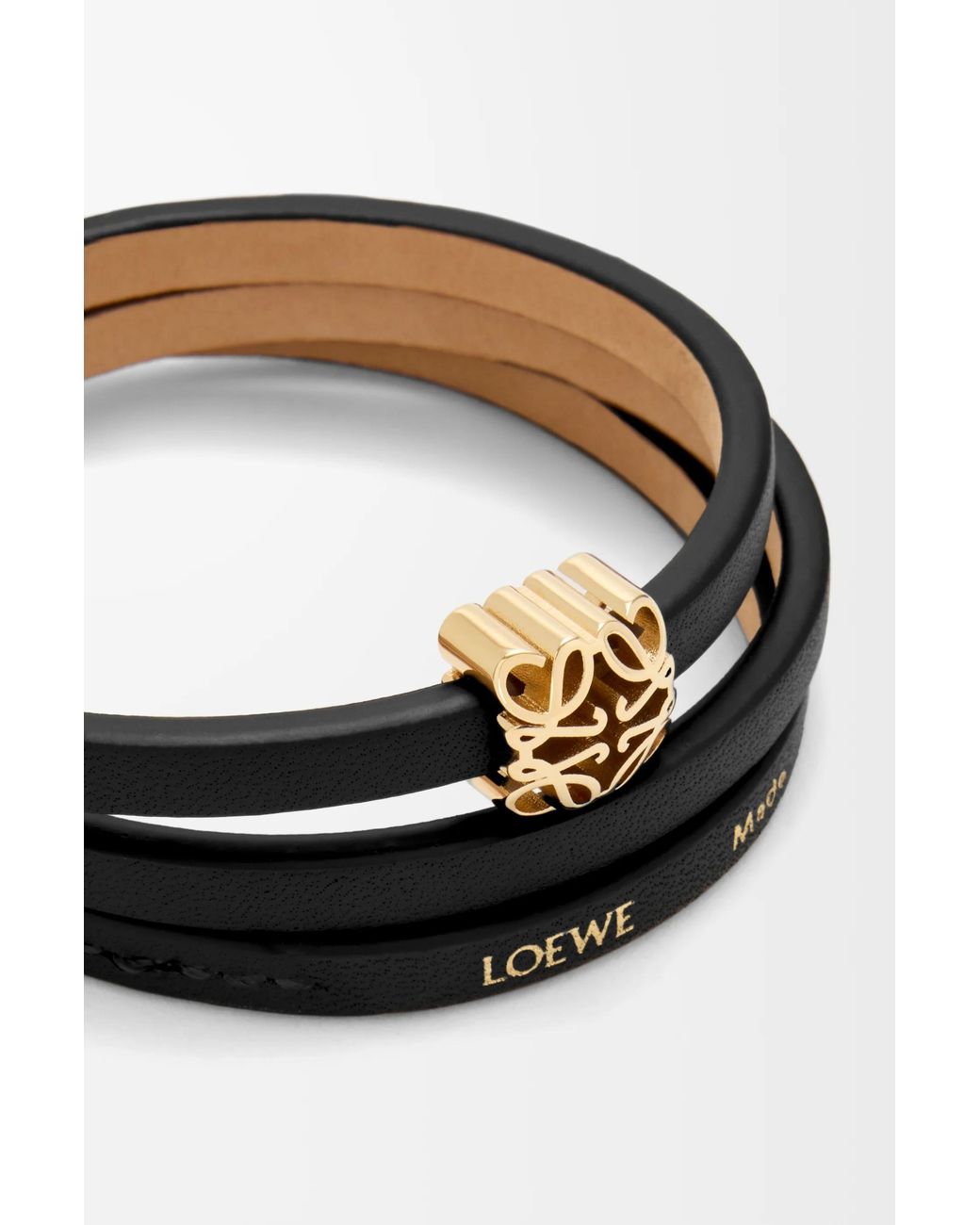 Loewe White Anagram Bombé Leather Twist Bracelet