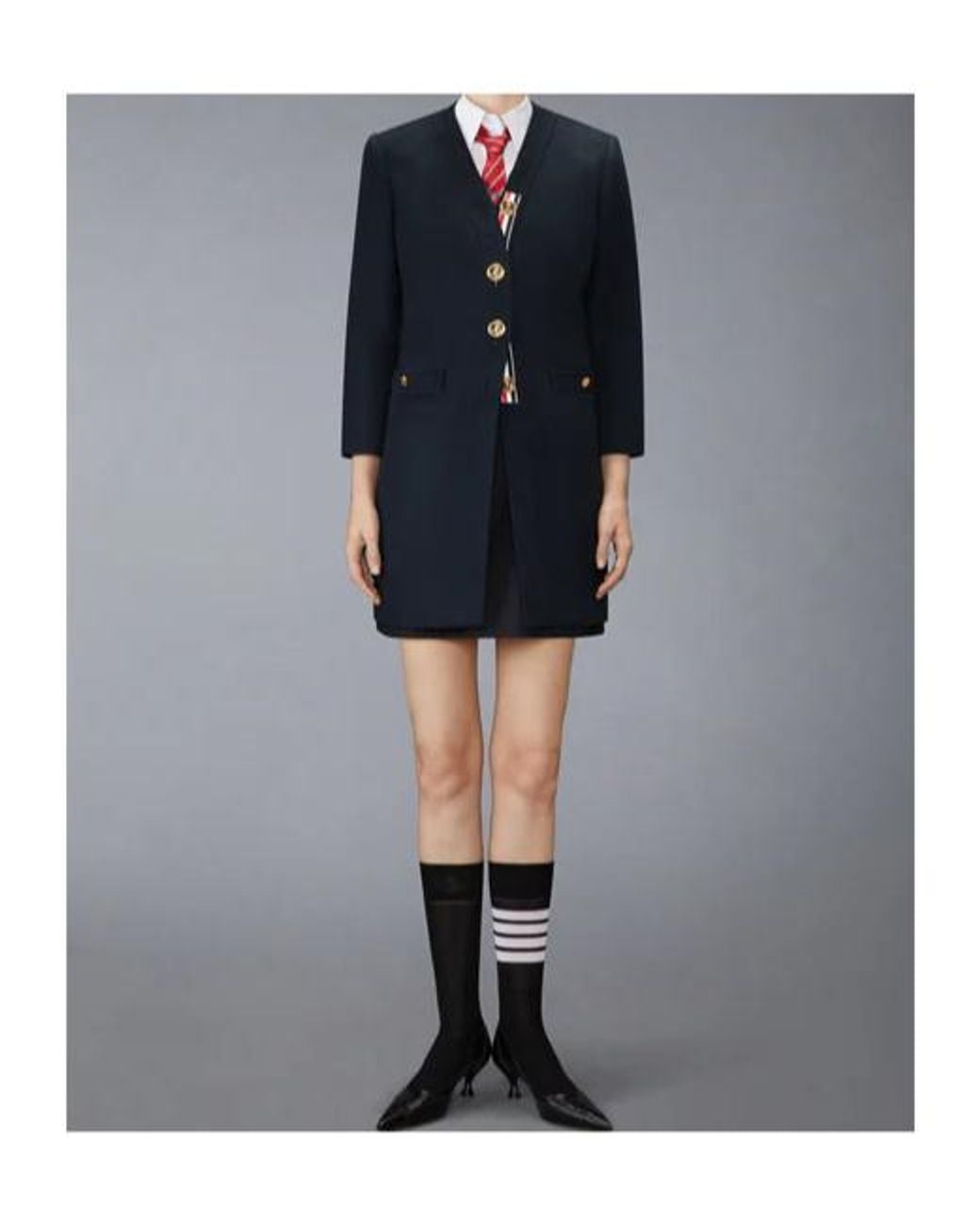 Thom Browne Blue Zibeline Cardigan Coat