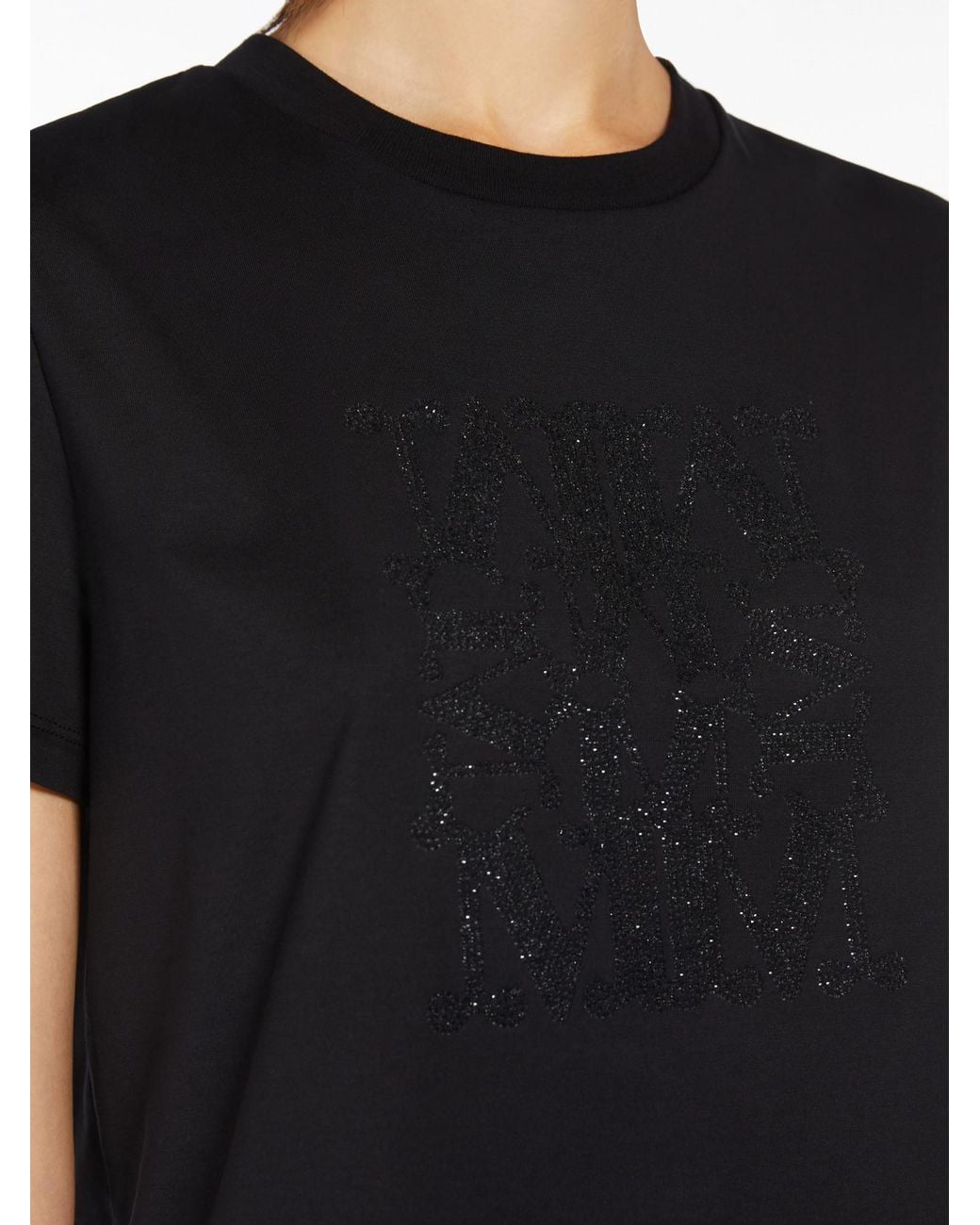 Max Mara Black Giovane Logo Embroidered Crewneck T-Shirt